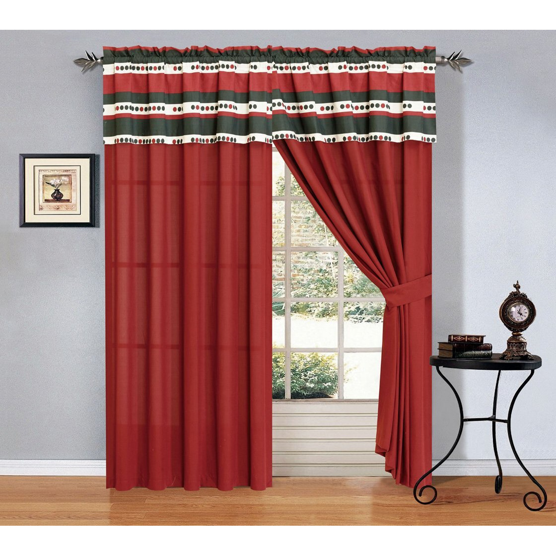 Grand Linen 12 - Piece King Size Burgundy Red Black White Bed In A Bag Floral Bedding With Sheets And Accent Pillows Comforter Set