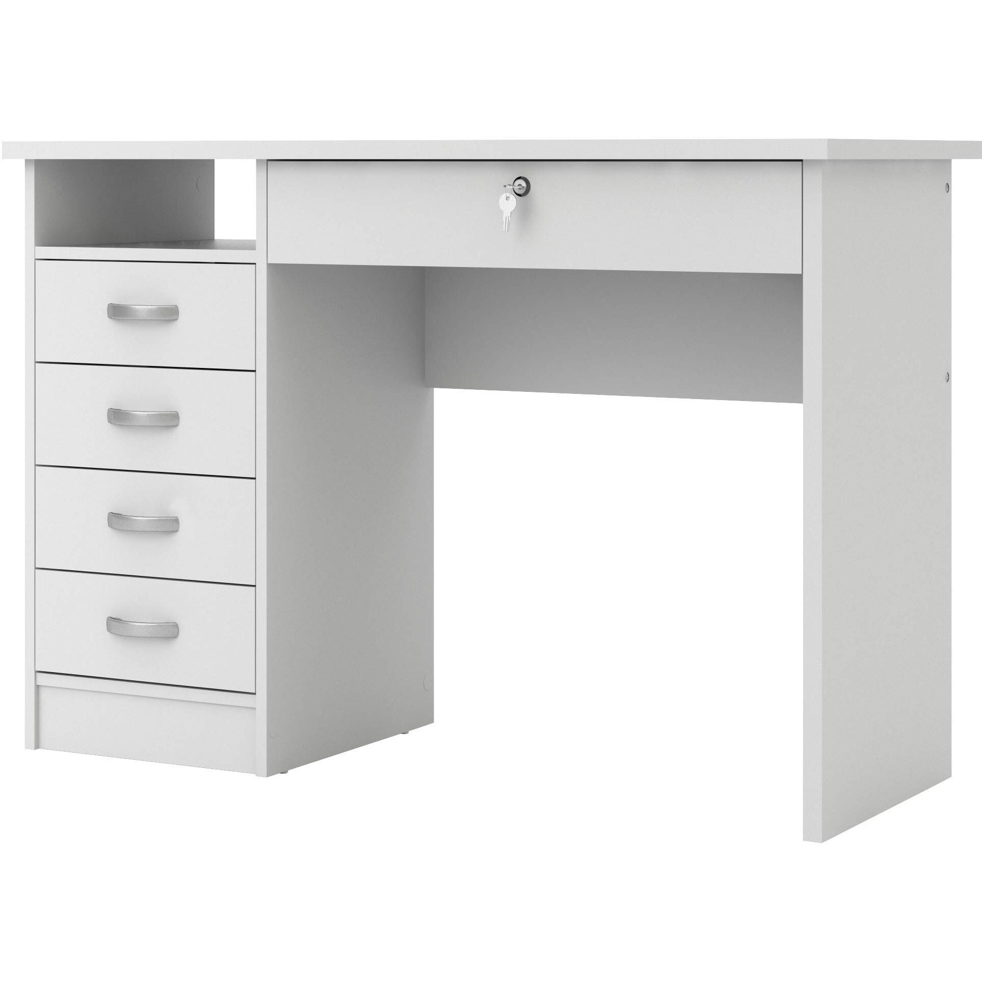 Tvilum Walden Desk With 5 Drawers, White