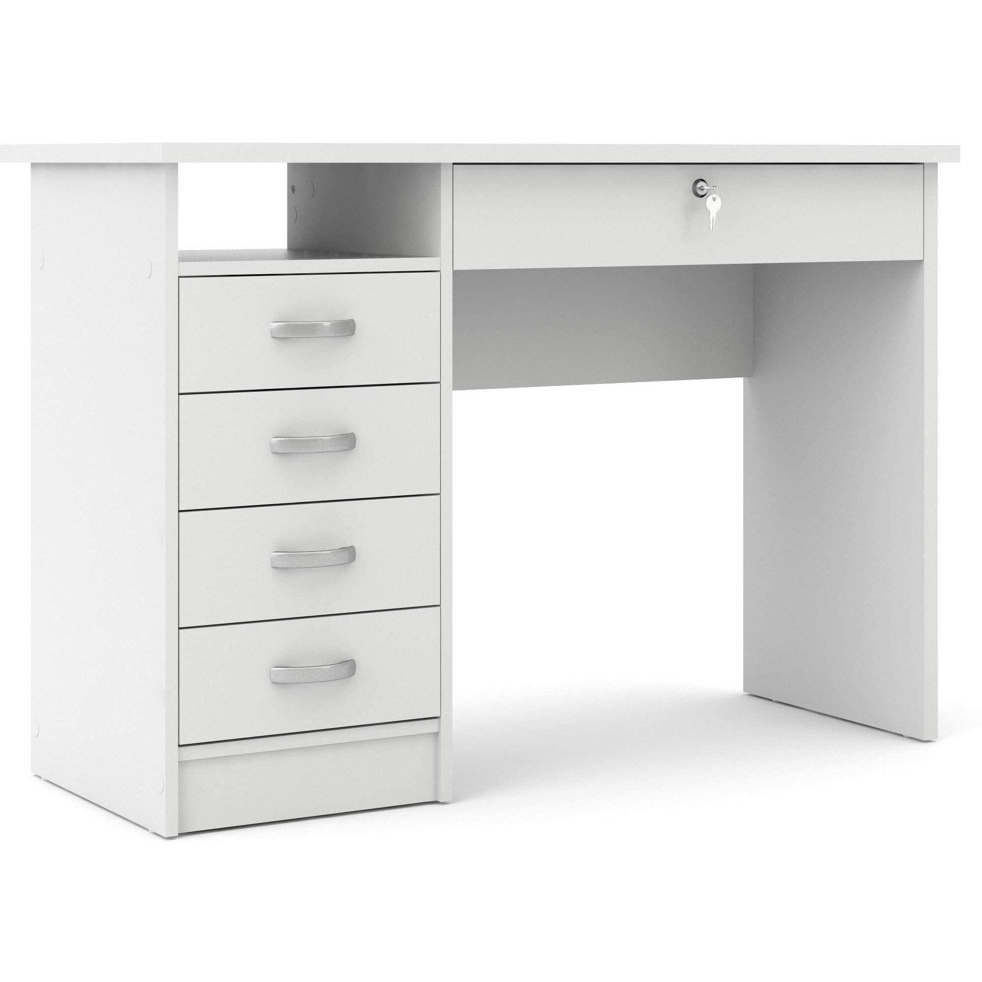 Tvilum Walden Desk With 5 Drawers, White