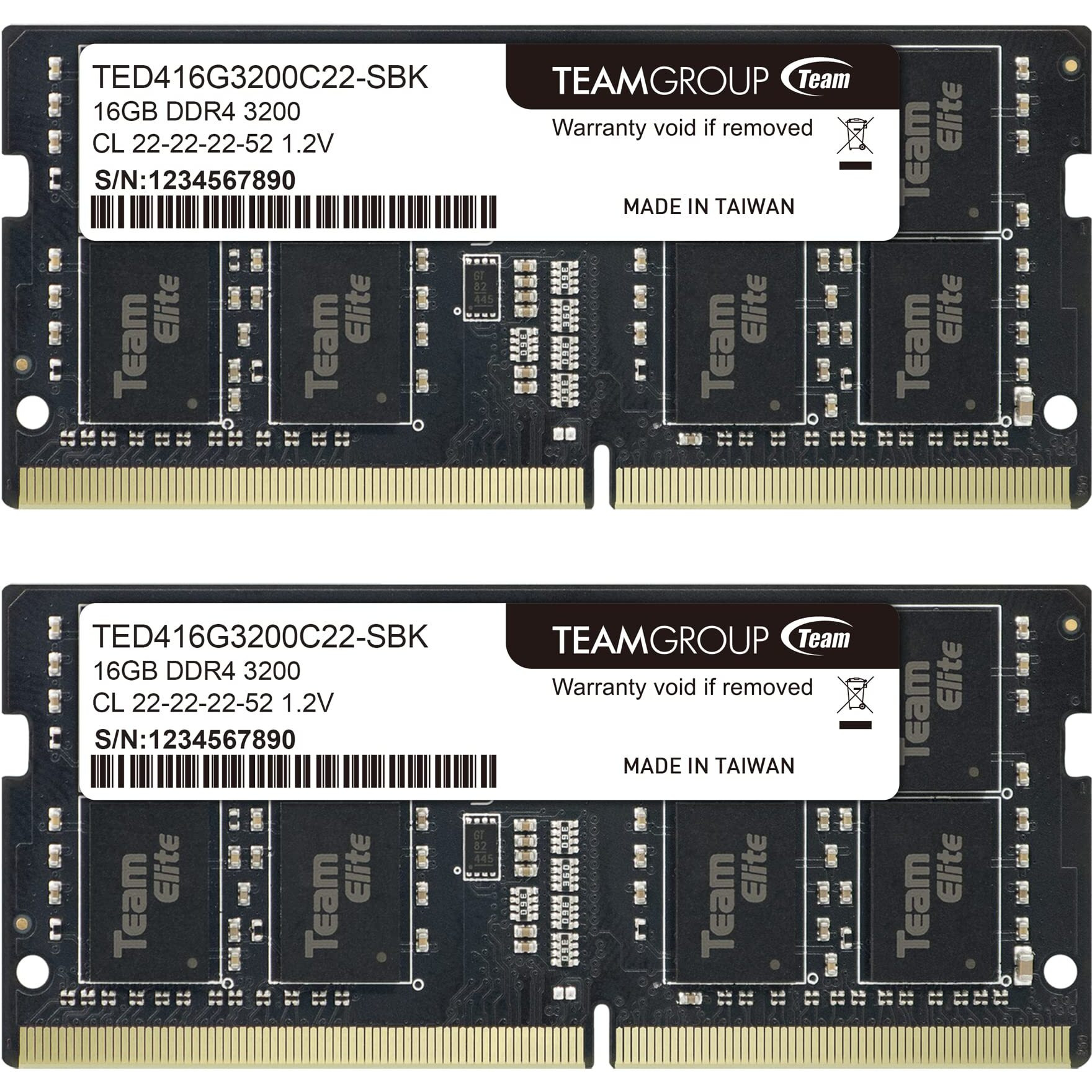 Teamgroup Elite Ddr4 32Gb Kit (2 X 16Gb) 3200Mhz Pc4-25600 Cl22 (2933Mhz Or 2666Mhz)Unbuffered Non-Ecc 1.2V Sodimm 260-Pin Laptop Notebook Pc Computer Memory Module Ram Upgrade - Ted432G3200C22Dc-S01