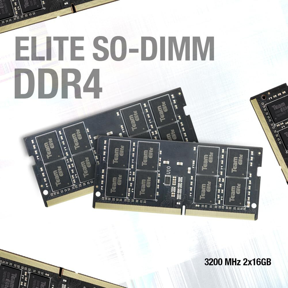 Teamgroup Elite Ddr4 32Gb Kit (2 X 16Gb) 3200Mhz Pc4-25600 Cl22 (2933Mhz Or 2666Mhz)Unbuffered Non-Ecc 1.2V Sodimm 260-Pin Laptop Notebook Pc Computer Memory Module Ram Upgrade - Ted432G3200C22Dc-S01