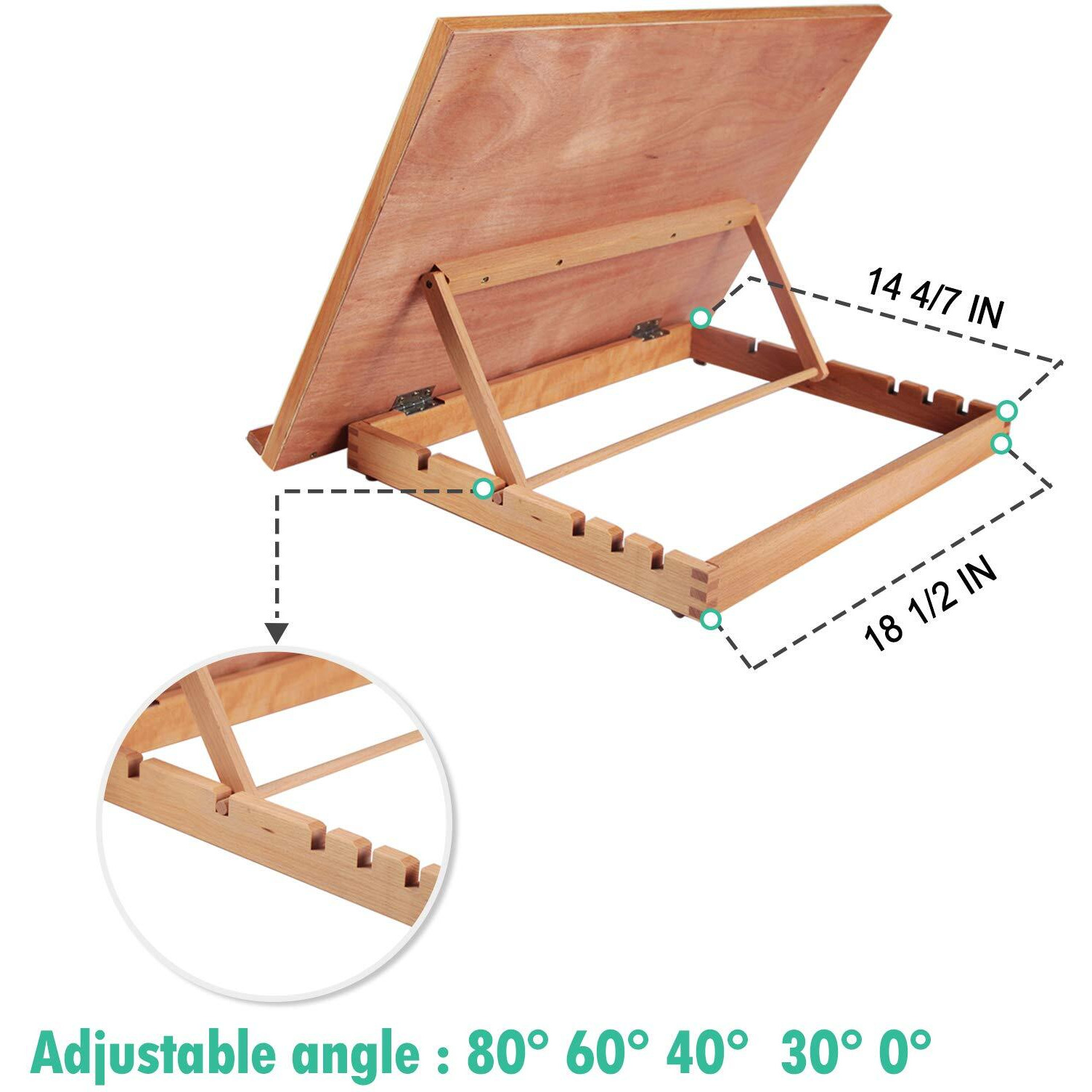 Falling In Art Large 5-Position Wood Drafting Table Easel Drawing And Sketching Board, 23 2/9 Inches By 16 1/2 Inches