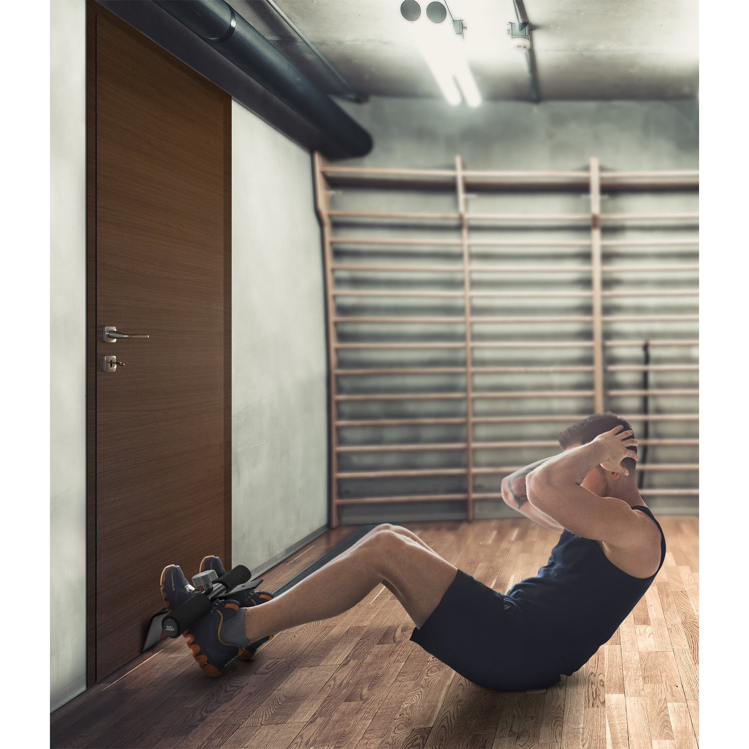 Aduro Sport Doorway Sit-Up Exercise Bar, Adjustable Reinforced Steel With Padded Ankle Bar, Perfect For Home Work Or Travel - Fits Any Door