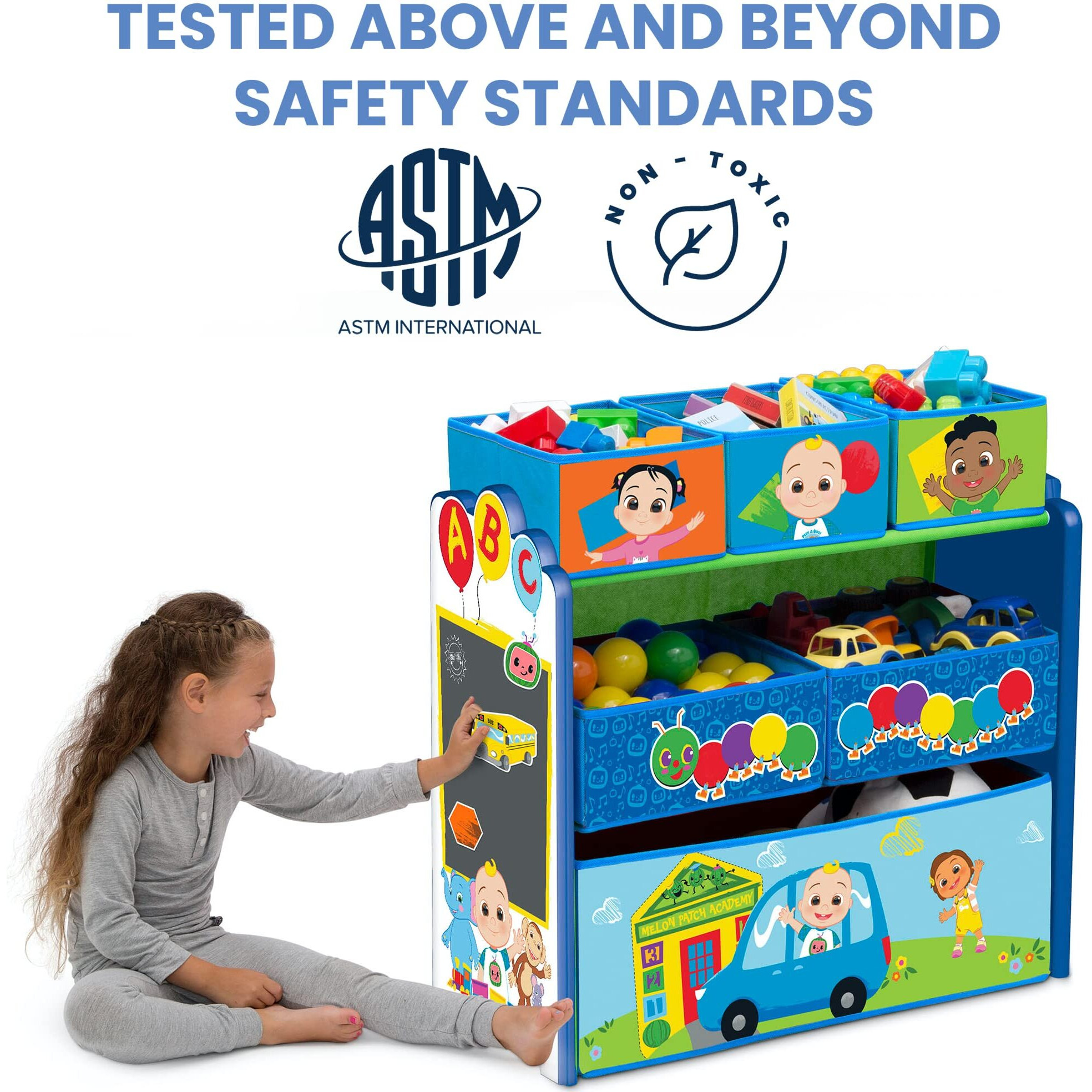 Delta Children Design & Store 6 Bin Toy Storage Organizer - Greenguard Gold Certified, Cocomelon