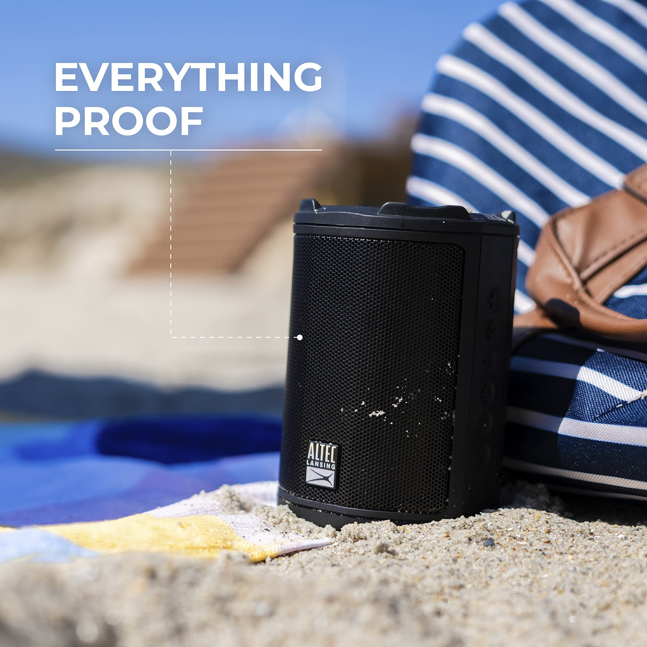 Altec Lansing - Hydramotion Wireless Bluetooth Speaker With 360 Degree Sound, Portable Ip67 Waterproof For Outdoors, Shockproof, Snowproof, Everything Proof, 12 Hour Playtime (Black)