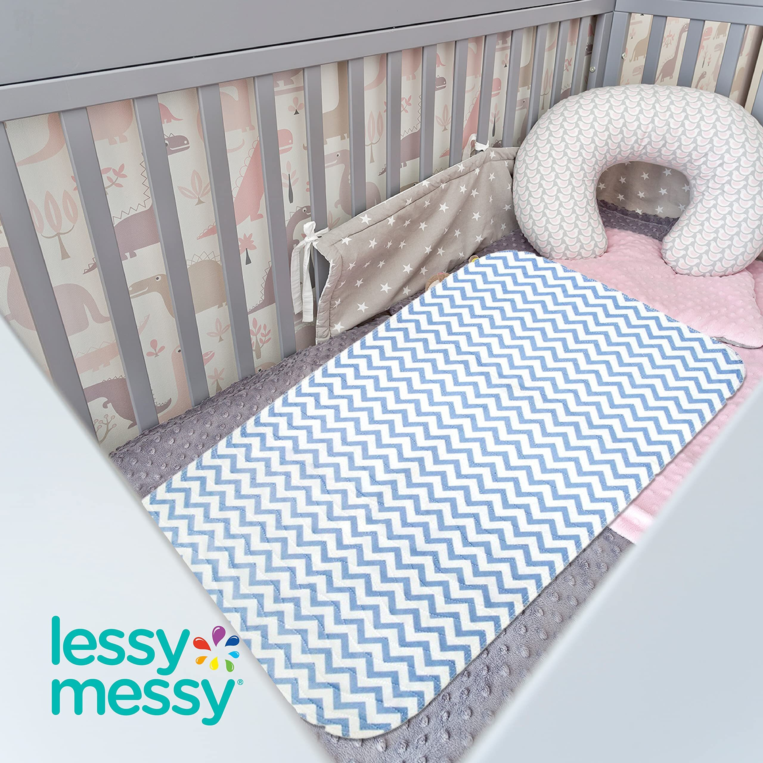 Portable Diaper Changing Mat - Extra Large Waterproof Baby Changing Pad | Machine Washable & Dryer Safe | Wipeable Surface For Easy Cleaning | Stylish Blue Chevron Design