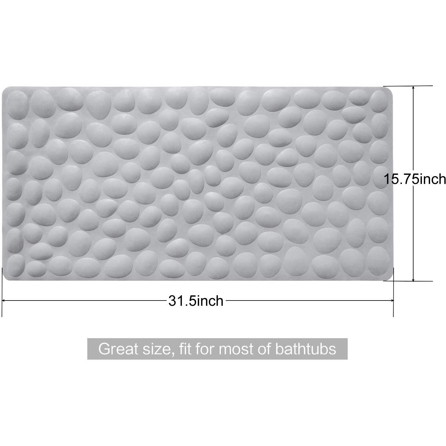 Non-Slip Bathtub Mat Othway Soft Rubber Bathroom Bathmat With Strong Suction Cups (Grey)