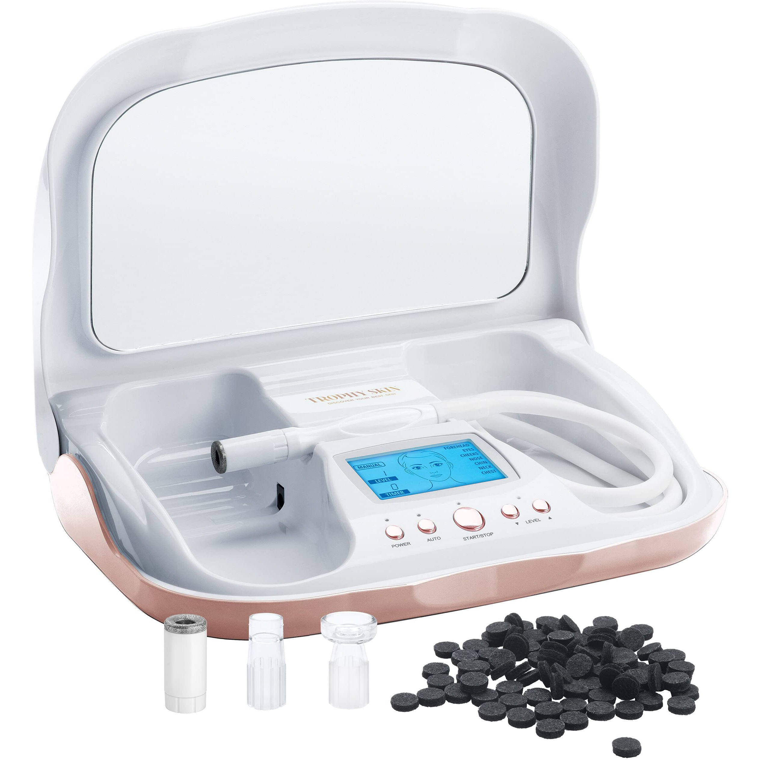 Trophy Skin Microdermmd - At Home Microdermabrasion Kit - Anti Aging And Acne Treatment - Contains Real Diamond And Pore Extractor Tips To Rejuvenate Skin - White