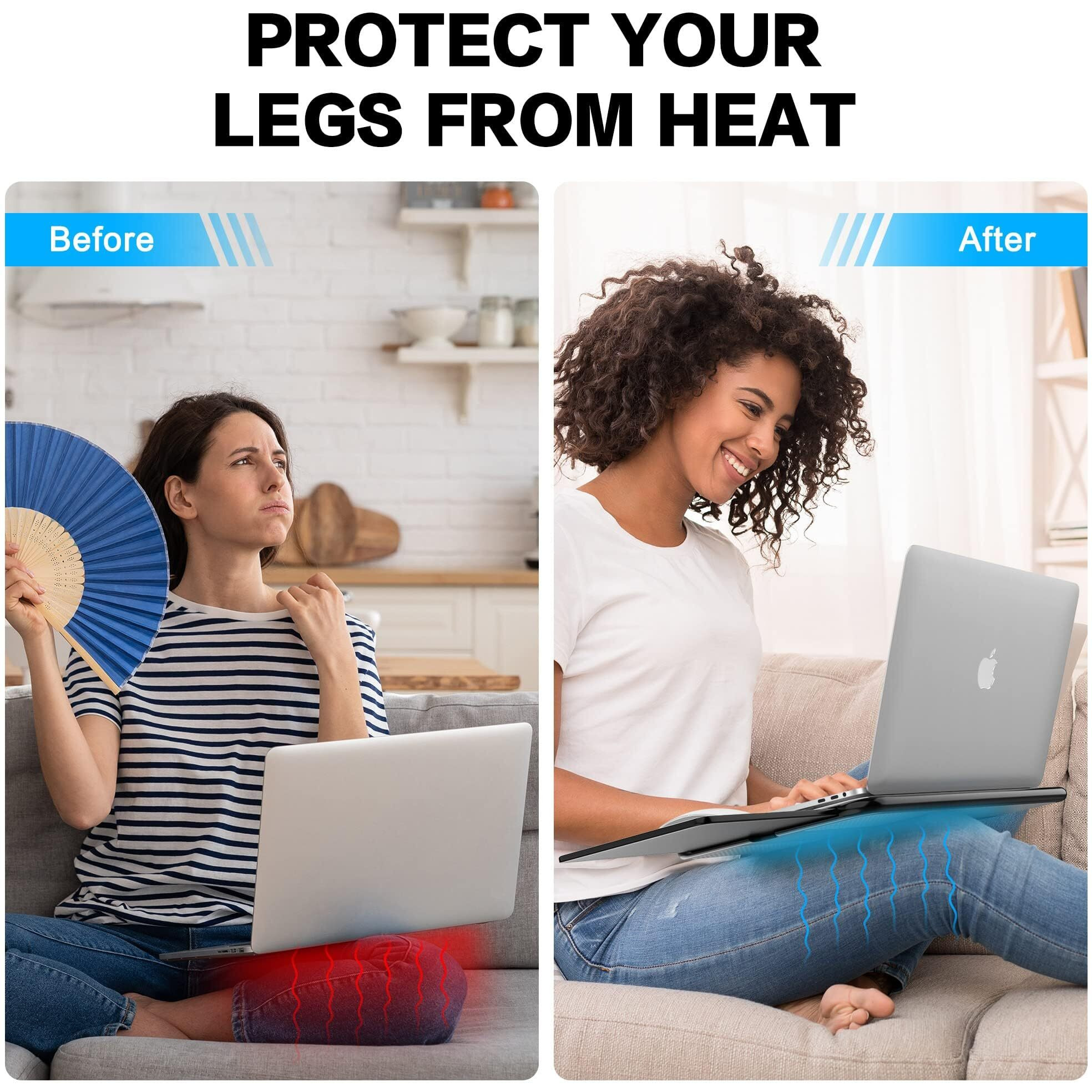 Abovetek Portable Laptop Lap Desk W/ Retractable Left/Right Mouse Pad Tray, Non-Slip Heat Shield Tablet Notebook Computer Stand Table W/ Sturdy Stable Work Surface For Bed Sofa Couch Or Travel