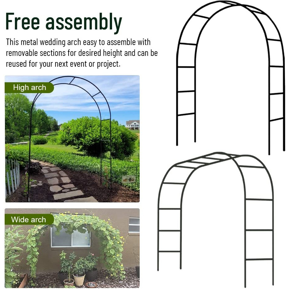 Newsmarts 7.9Ft Metal Garden Arch Army Green Garden Arbor For Climbing Plant Outdoor Wedding Party