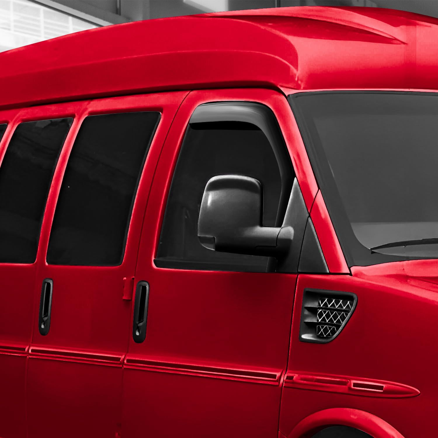 Voron Glass In-Channel Extra Durable Rain Guards For Chevrolet (Chevy) Express Van 1996-2024/Gmc Savana 1996-2024, Window Deflectors, Vent Window Visors, 2 Pieces - 210217