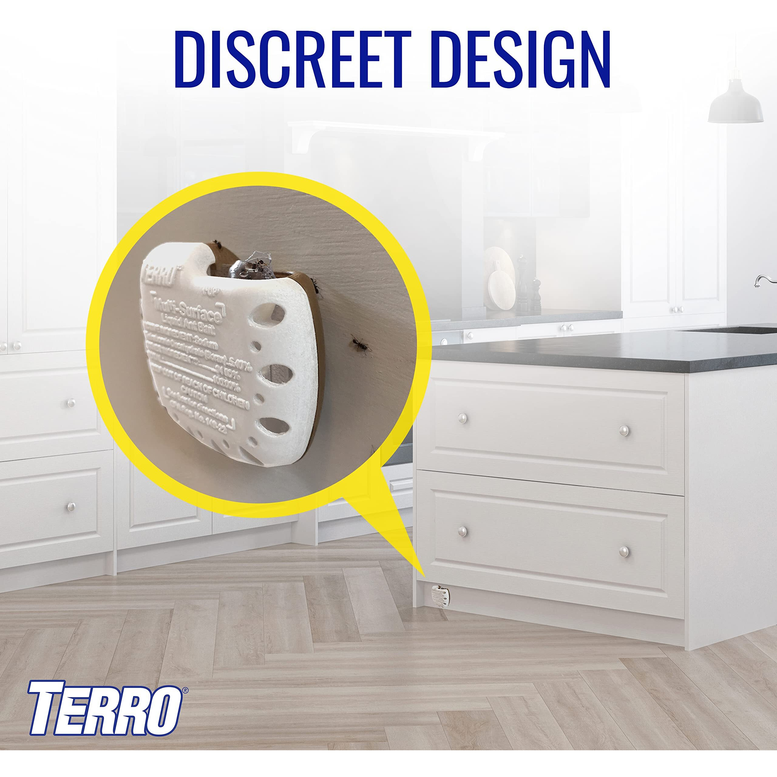 Terro T334B Indoor Multi-Surface Liquid Ant Bait And Ant Killer - 4 Discreet Ant Bait Stations - Kills Common Household Ants