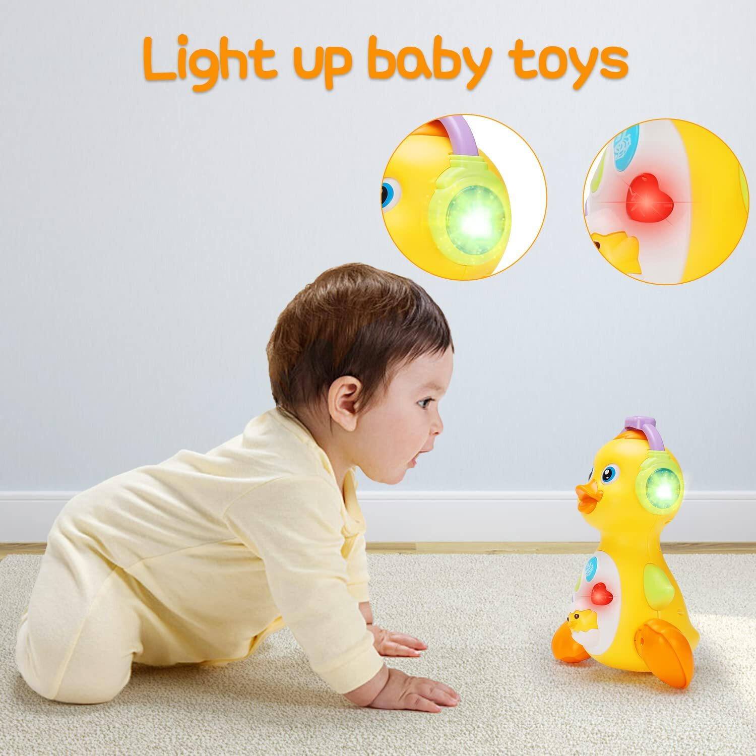 Baby Musical Duck Toy Dancing Crawling Tummy Time, Light Up Infant Toys 0-3-6 6-12 12-18 Months Easter Gifts For 1 2 Year Old Boys Girls Baby Learning Development Toddler Toys Age 1-2