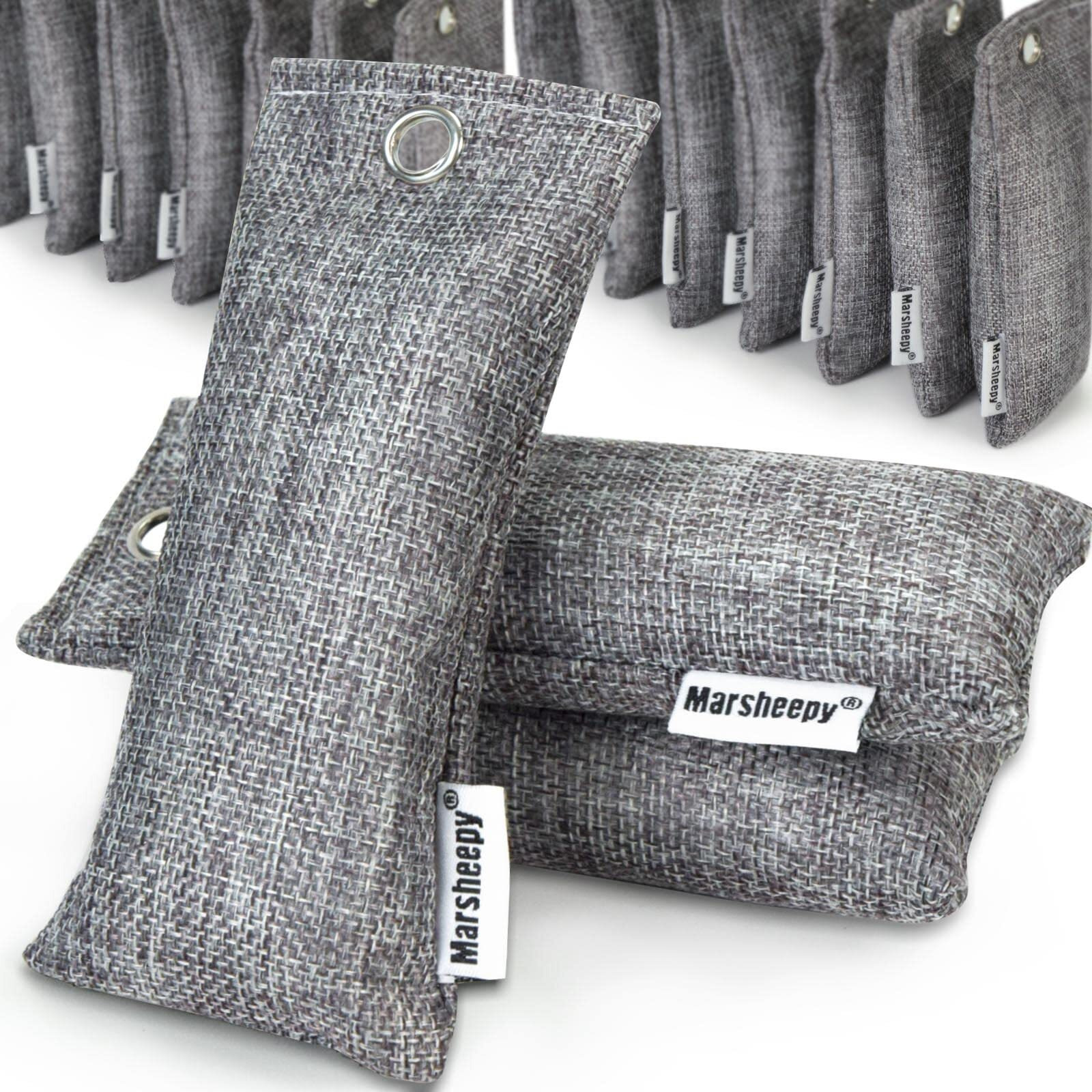 Marsheepy 24 Pack Activated Bamboo Charcoal Bags For Car Closet Shoe Home Basement Litter Box Cigarette Smoke Gym Bag (24 Packs  50G)