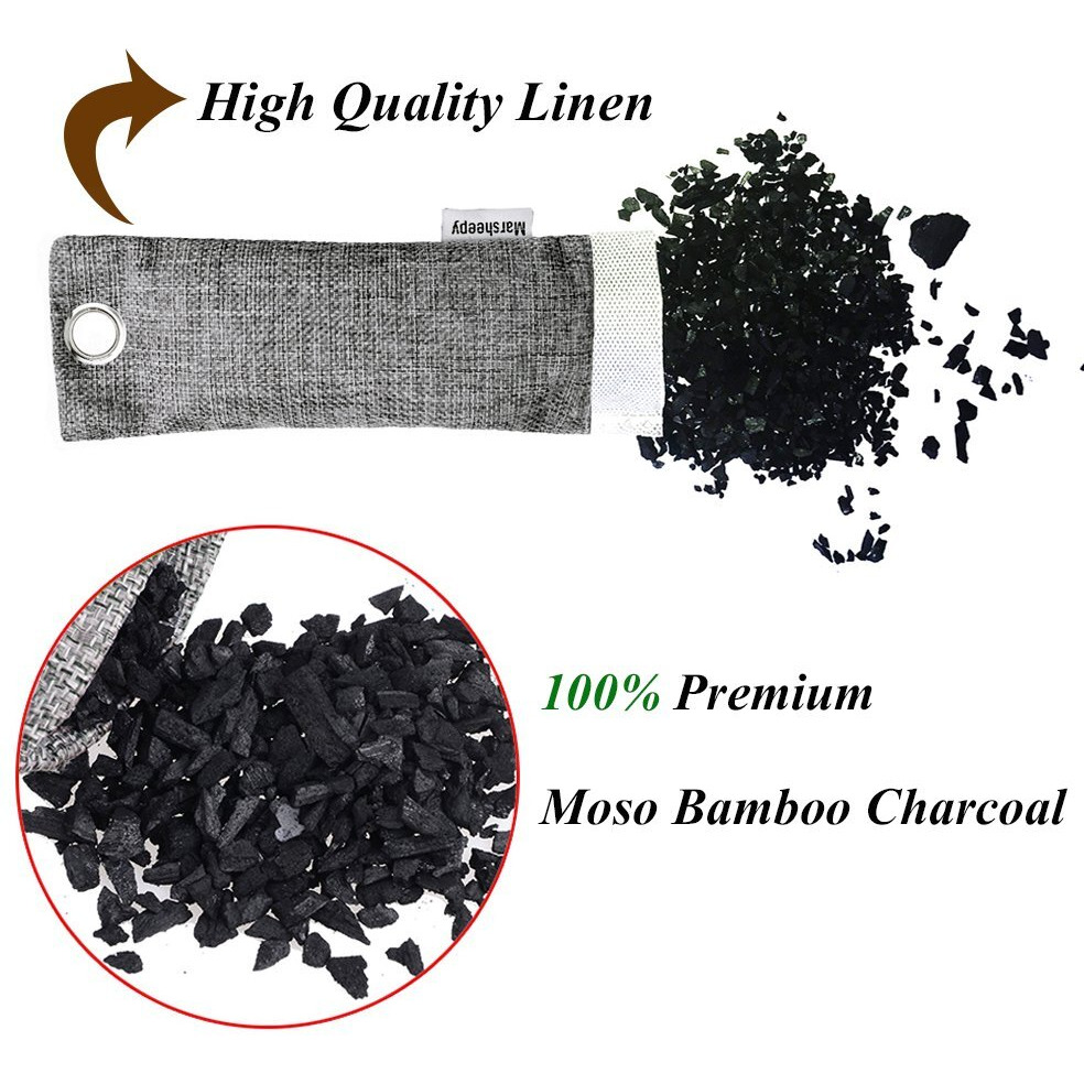 Marsheepy 24 Pack Activated Bamboo Charcoal Bags For Car Closet Shoe Home Basement Litter Box Cigarette Smoke Gym Bag (24 Packs  50G)