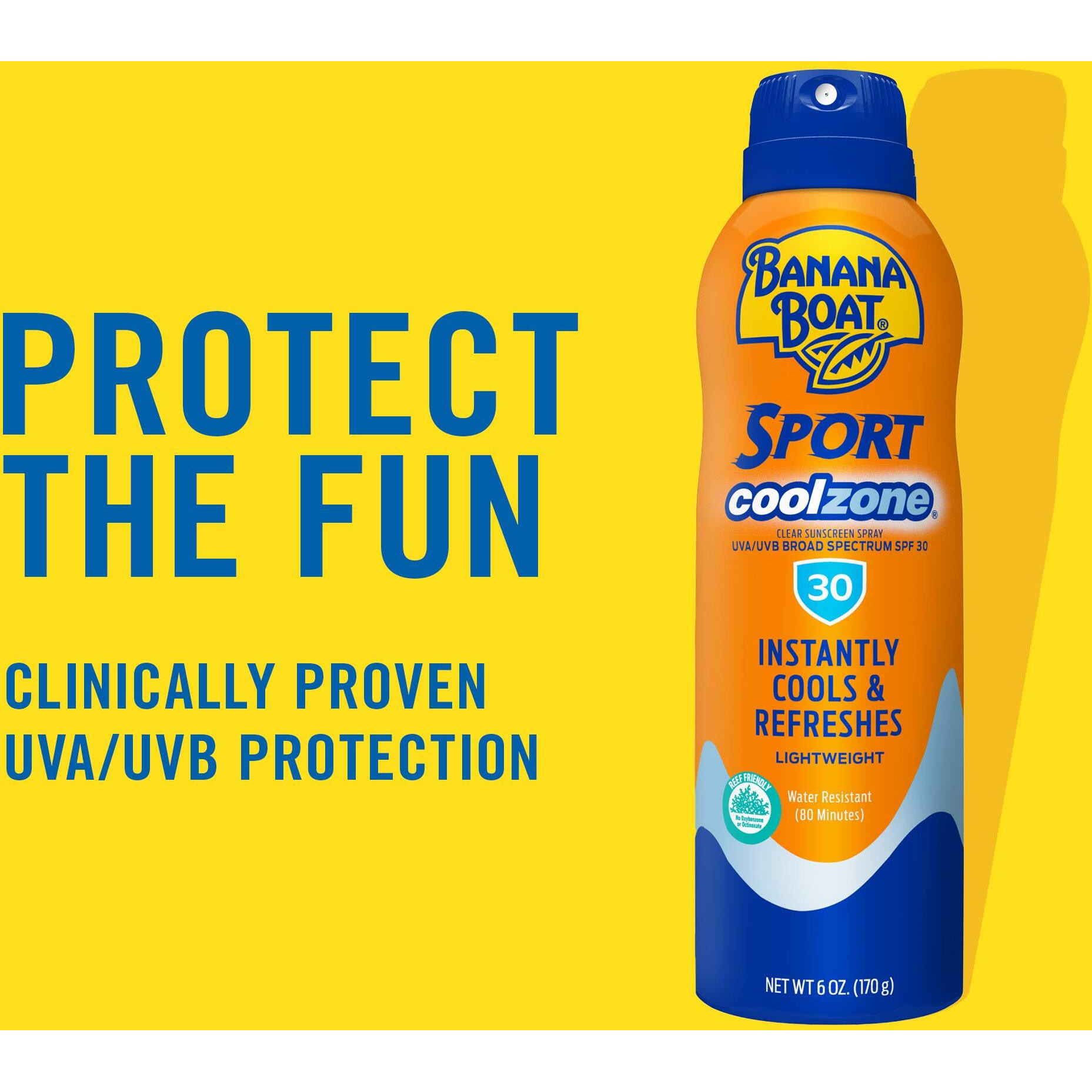 Banana Boat Sport Cool Zone Spf 30 Sunscreen Spray Twin Pack | Sport Sunscreen Spray Spf 30, Clear Sunscreen Spray, Banana Boat Sunscreen Spray Spf 30, Oxybenzone Free Sunscreen Pack, 6Oz Each