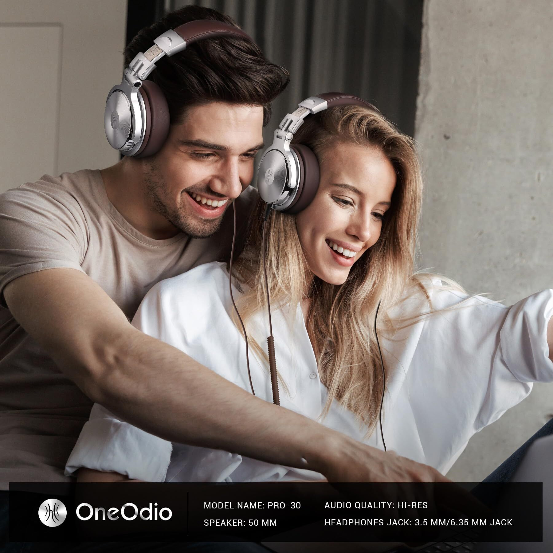Oneodio Pro-30 Over Ear Headphone, Wired Premium Stereo Sound Headsets With 50Mm Driver, Foldable Comfortable Headphones With Protein Earmuffs And Shareport For Recording Monitoring Podcast Pc
