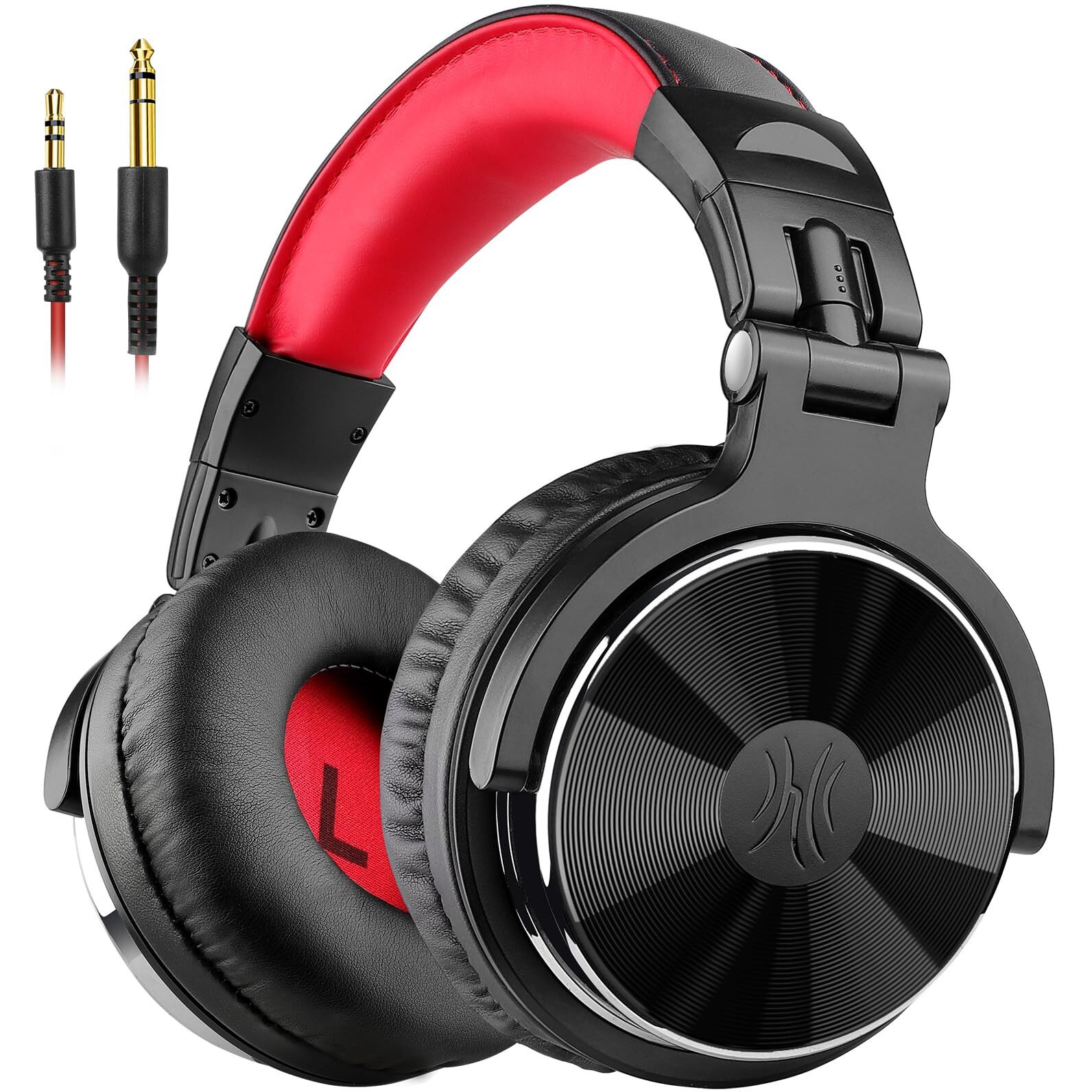 Oneodio Wired Over Ear Headphones Hi-Res Studio Monitor & Mixing Dj Stereo Headsets With 50Mm Drivers And 1/4 To 3.5Mm Jack For Amp Computer Recording Podcast Keyboard Guitar Laptop - Red
