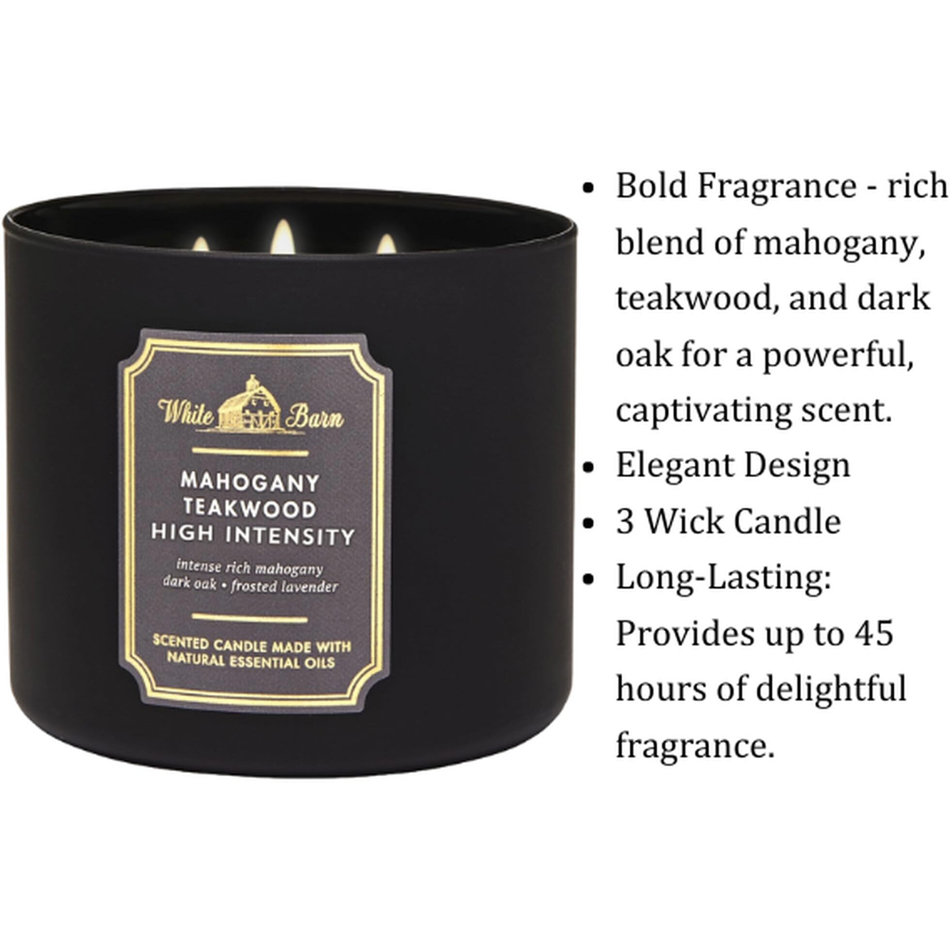 Bath & Body Works White Barn 3-Wick Candle In Mahogany Teakwood High Intensity, Scented