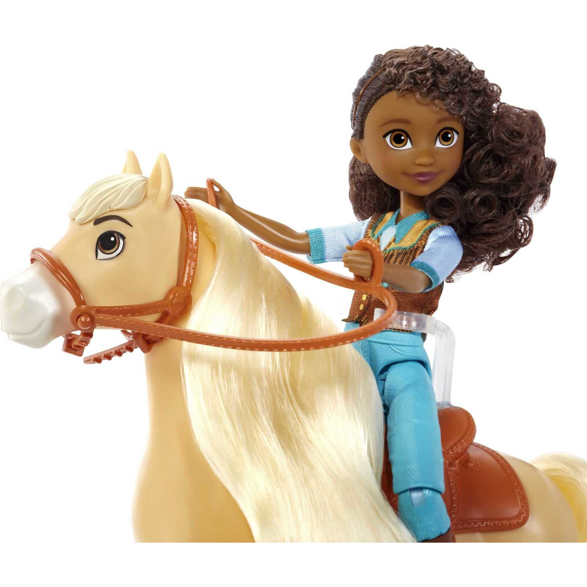 Mattel Spirit Untamed Doll & Toy Horse Set, 7-Inch Pru Small Doll With 7 Movable Joints, Chica Linda (8-Inch) With Soft Mane & Tail & Accessories