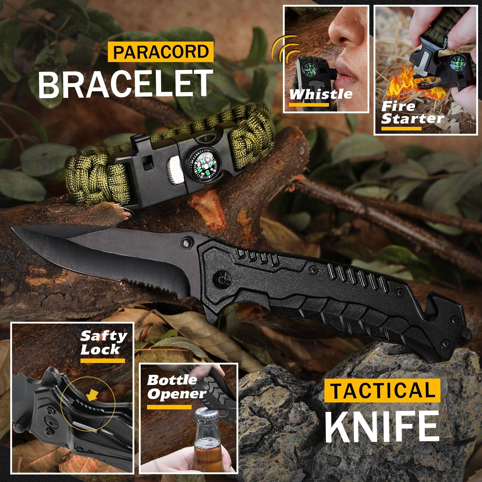 Survival Kit 14 In 1, Survival Gear And Equipment, Gifts For Men Dad Husband Him Valentines Day, Outdoor Fishing Hunting Camping Anniversary Birthday Gift Ideas For Him Teenage Boy Women