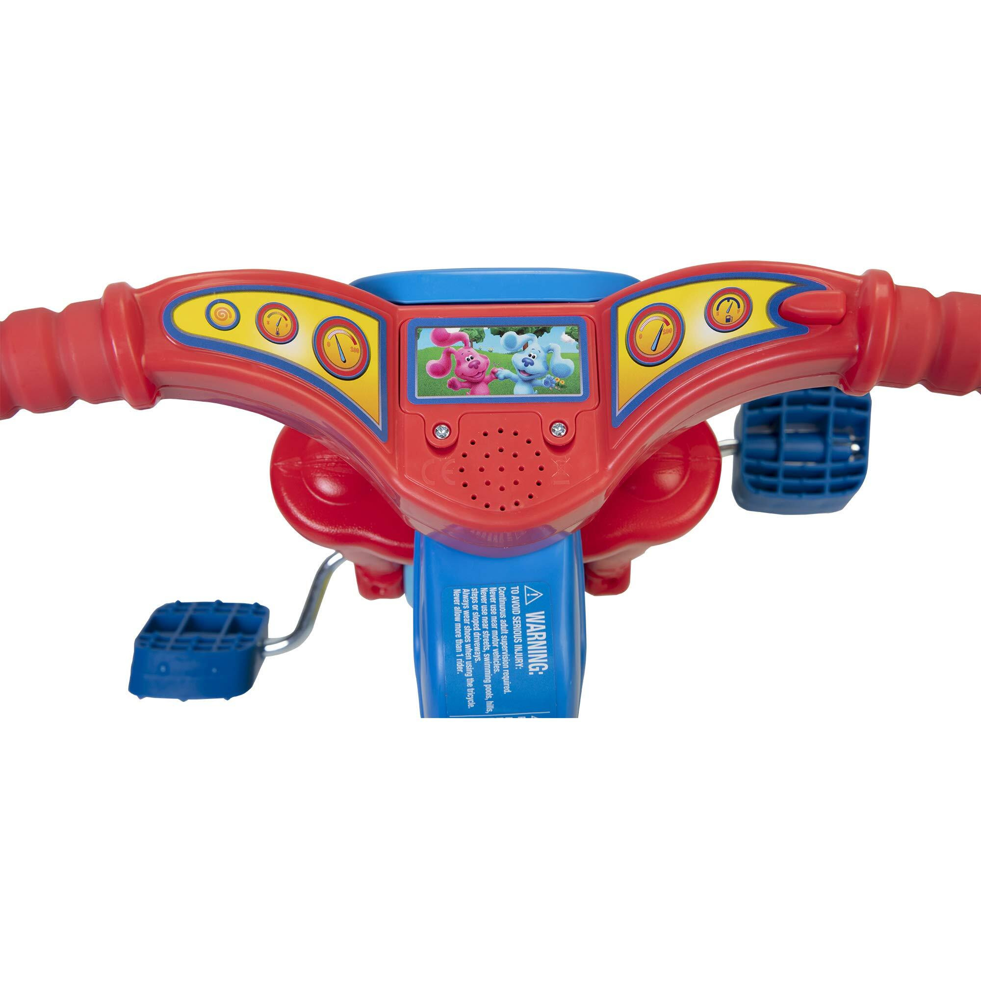Blue's Clues & You Ride-On 10"" Fly Wheels Junior Cruiser Tricycle With Sounds - Toddler Bike Trike, Ages 18-36M, For Kids 33   -35    Tall - 35 Lbs. Weight Limit