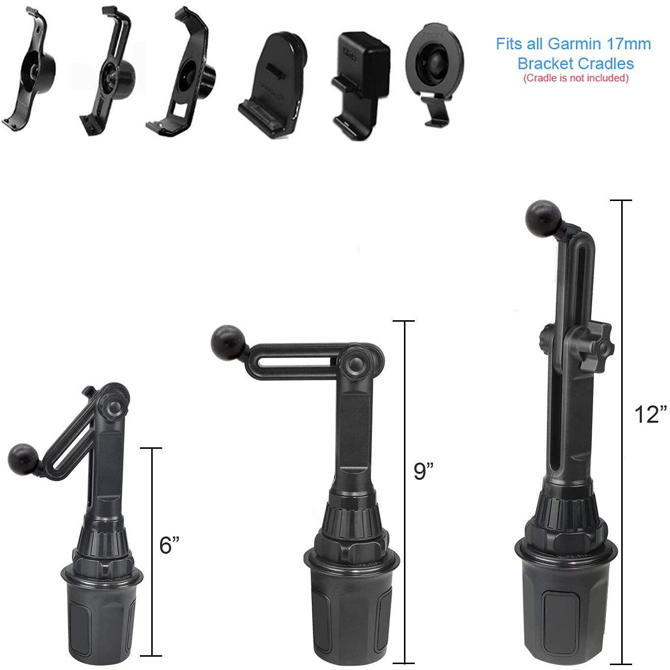 Chargercity Height Adjustable Car Cup Holder Mount For Garmin Drive Drivesmart 51 52 53 54 55 56 57 58 60 60Lm 60Lmt 61 61Lm 61Lmts 65 65Lmt 66 67 68Lmt 70 70Lmt Lm Lmt Gps