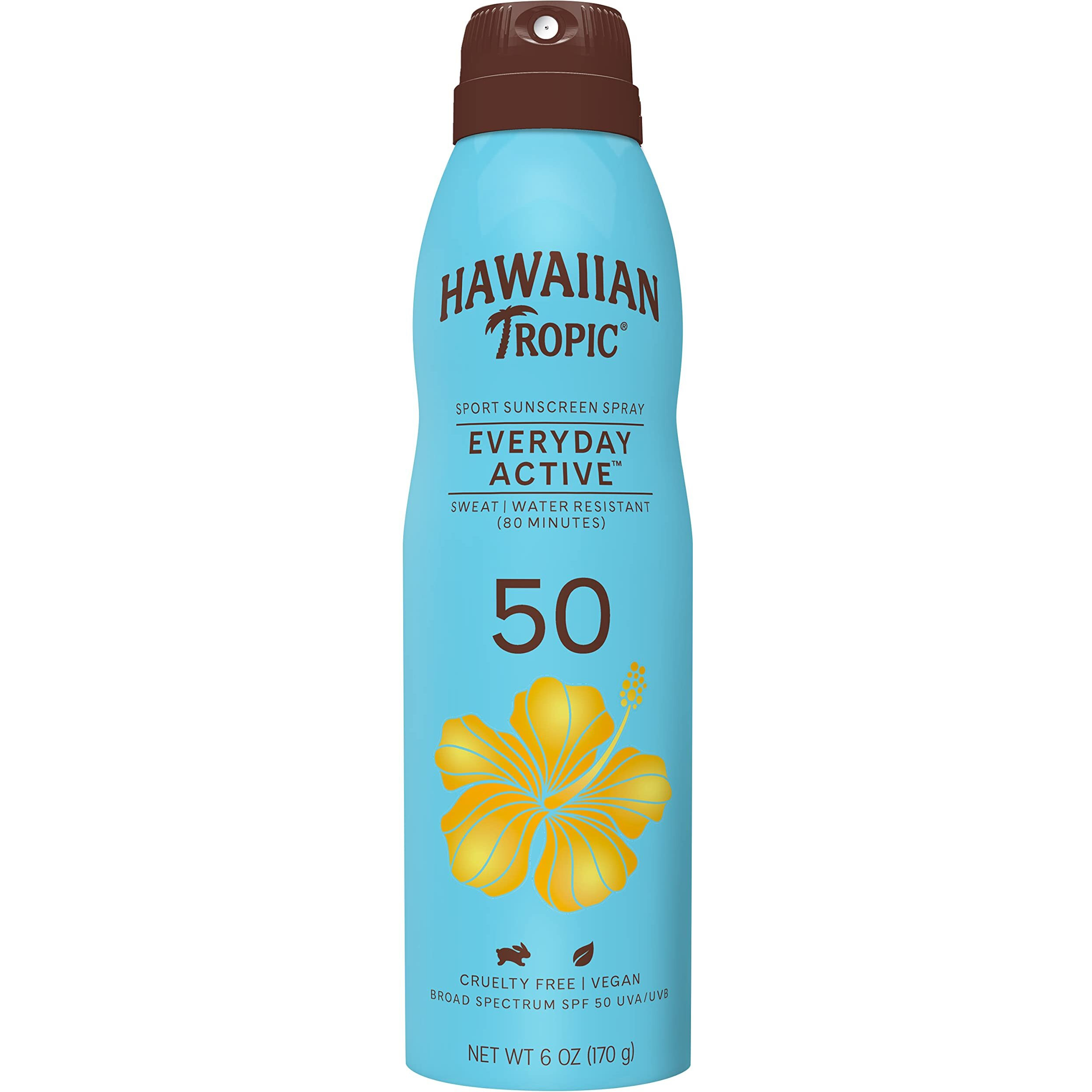 Hawaiian Tropic Everyday Active Clear Spray Sunscreen Spf 50, 6Oz | Hawaiian Tropic Sunscreen Spf 50, Sunblock, Oxybenzone Free Sunscreen, Spray On Sunscreen, Body Sunscreen Spray, 6Oz