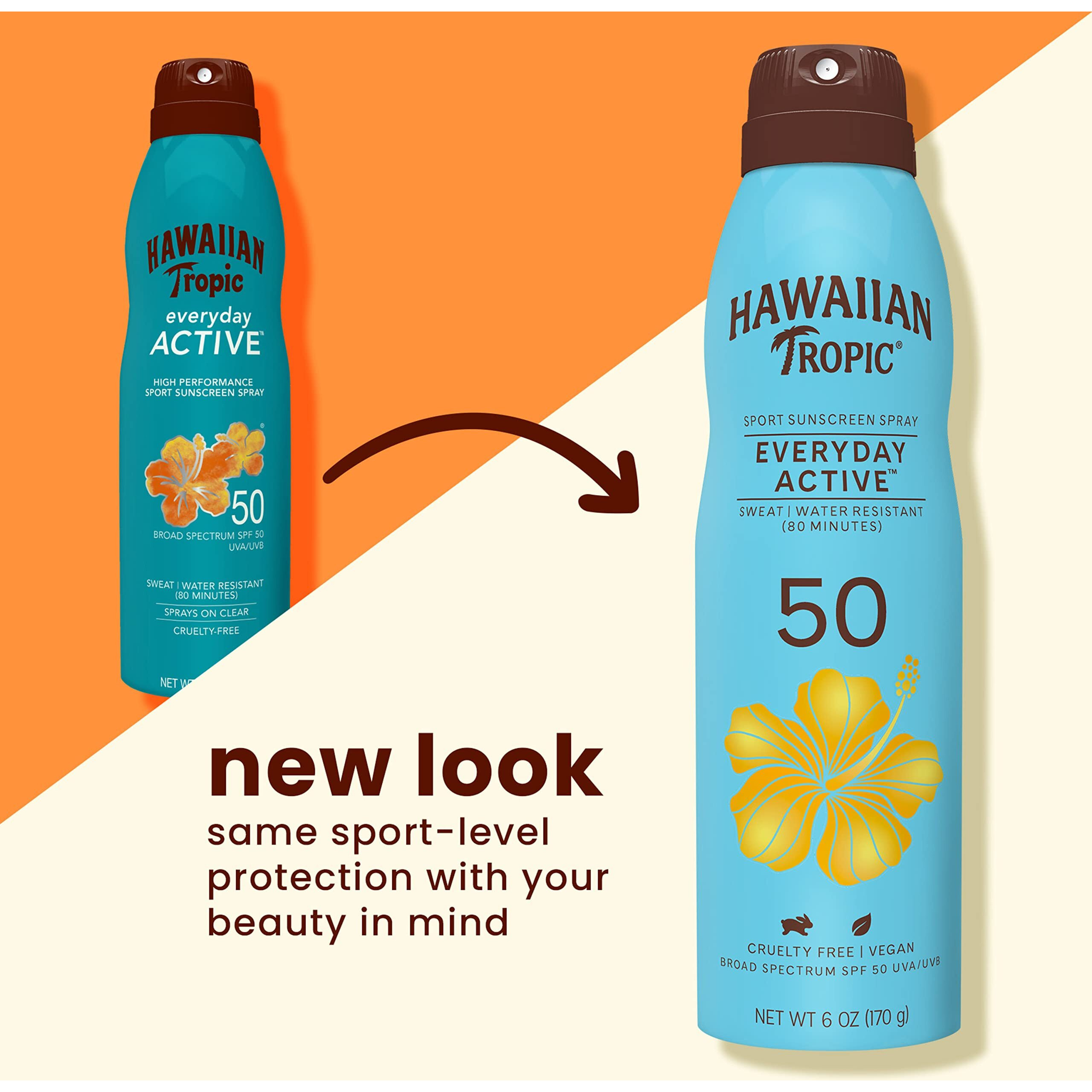 Hawaiian Tropic Everyday Active Clear Spray Sunscreen Spf 50, 6Oz | Hawaiian Tropic Sunscreen Spf 50, Sunblock, Oxybenzone Free Sunscreen, Spray On Sunscreen, Body Sunscreen Spray, 6Oz