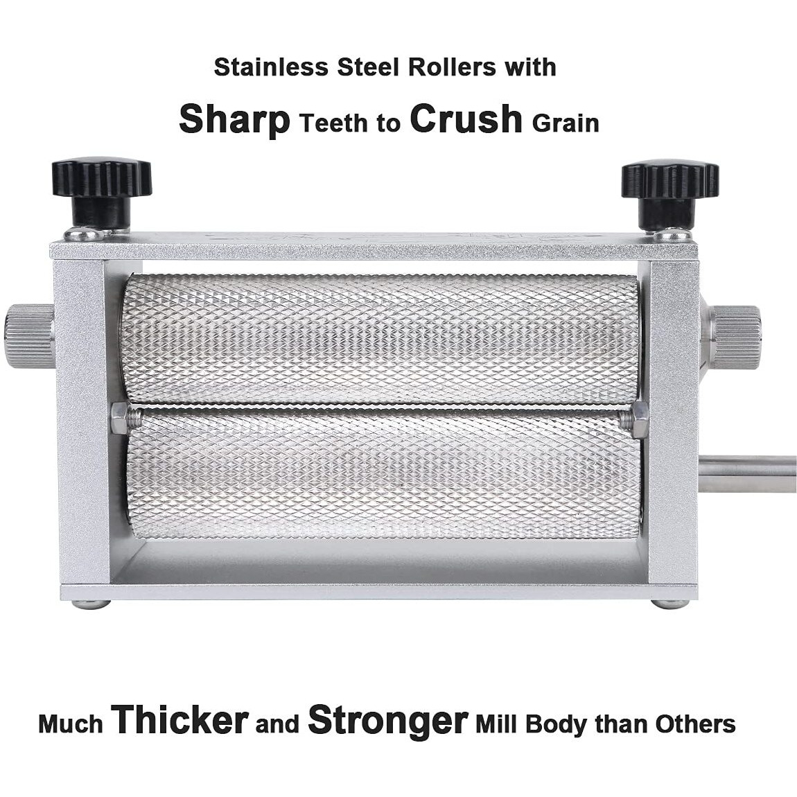 Brewland Grain Mill Brewing For Grain Malt Barley, Malt Mill For Homebrew Beer, Grain Crusher Grinder With 7.7Lb Hopper 2 Stainless Steel Bearing Rollers And Steel Metal Base, Fit Electric Drill
