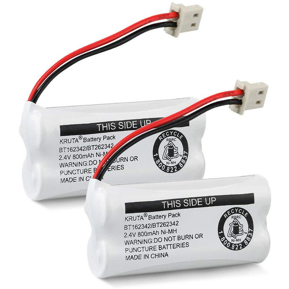 Kruta Bt162342/Bt262342 2.4V 800Mah Ni-Mh Cordless Phone Battery Pack, Also Compatible With Bt183342/Bt283342 At&T El52351 Tl90070 Vtech Cs5119 Ds6511 Ds6722 Ls6305 Handset, 2-Pack