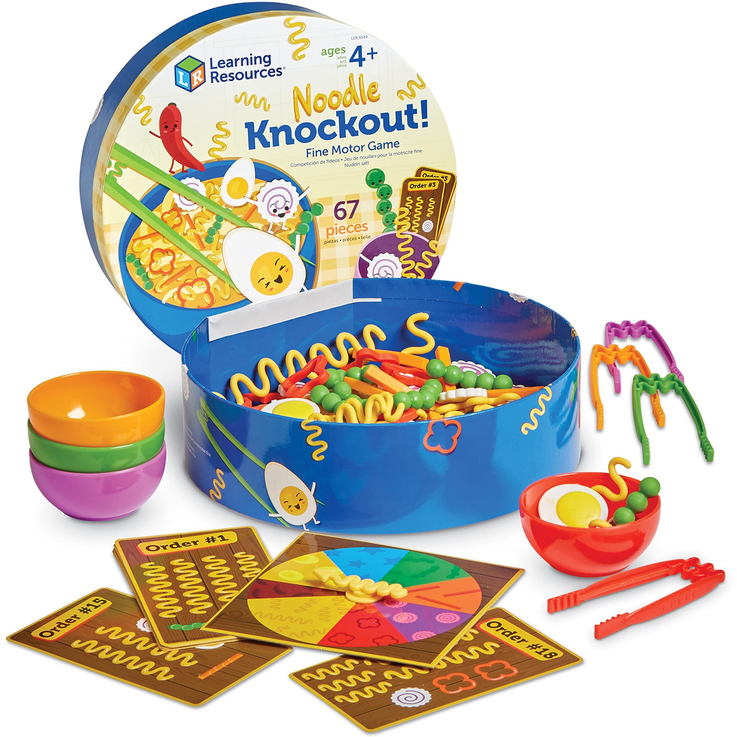 Learning Resources Noodle Knockout Fine Motor Game,Fine Motor Skills Toys, 67 Pieces, Ages 4+