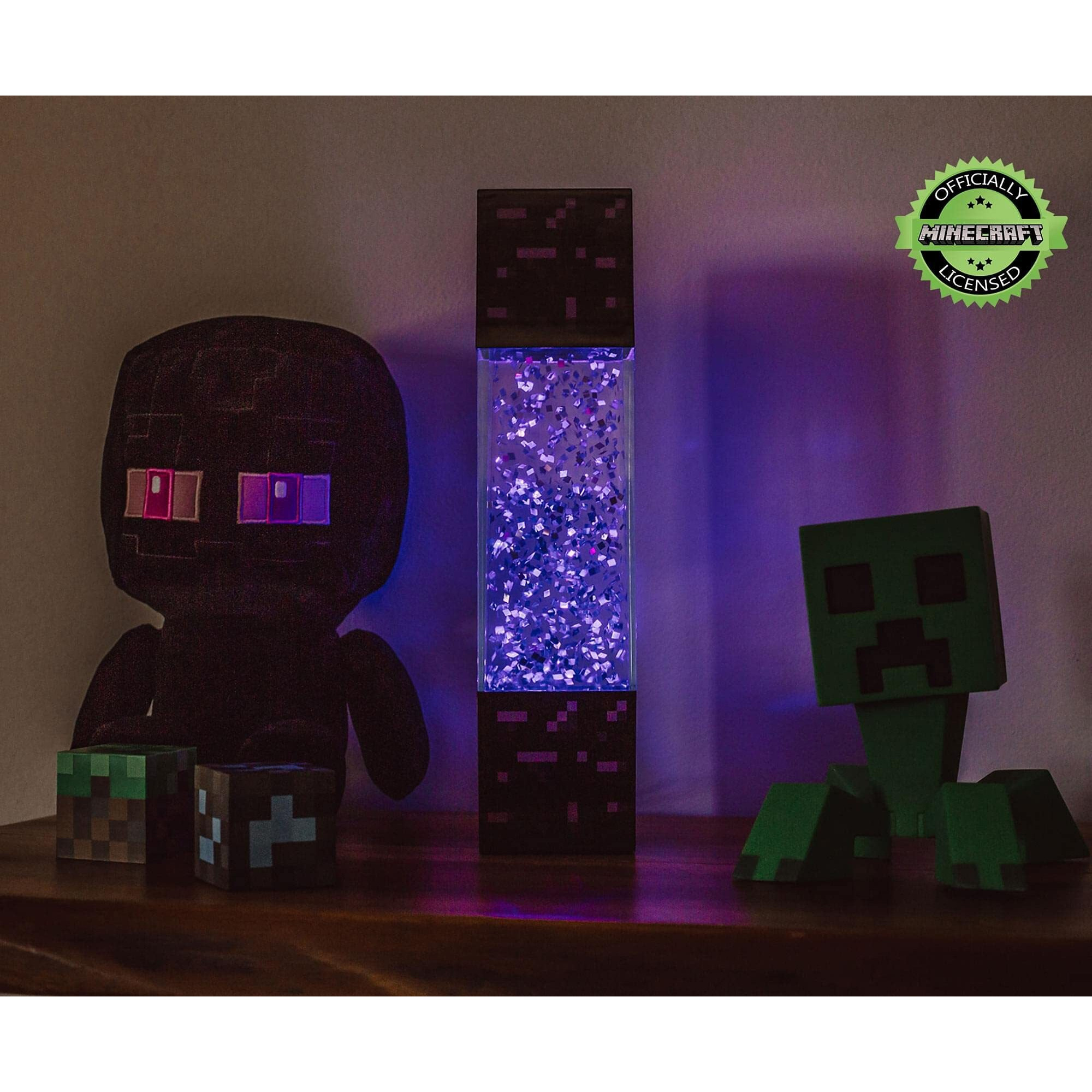 Ukonic Minecraft Multi-Nether Portal Glitter Motion Lamp | Led Light, Bedside Table Lamp For Desk | Home Decor Accessories And Room Essentials | Official Video Game Collectible | 12 Inches Tall