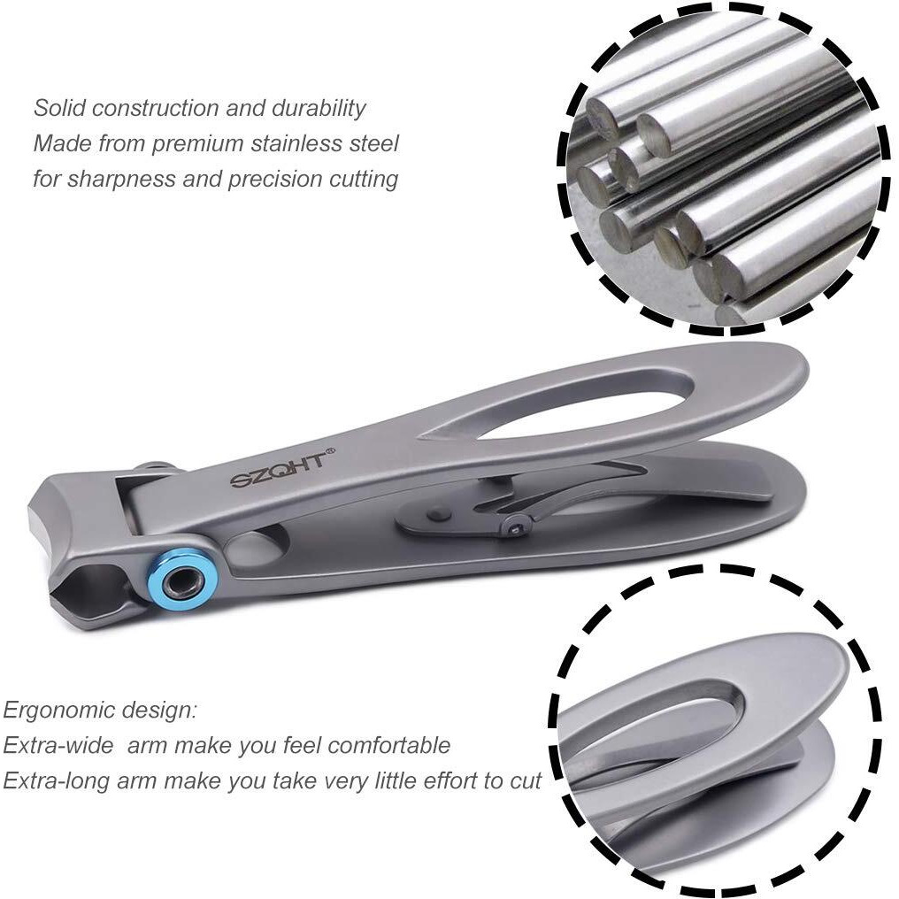 Szqht 15Mm Wide Jaw Opening Nail Clippers For Thick Nails,Finger Nail Clippers For Ingrown Toenail Clippers For Men,Tough Nails, Seniors, Adults(Silver)