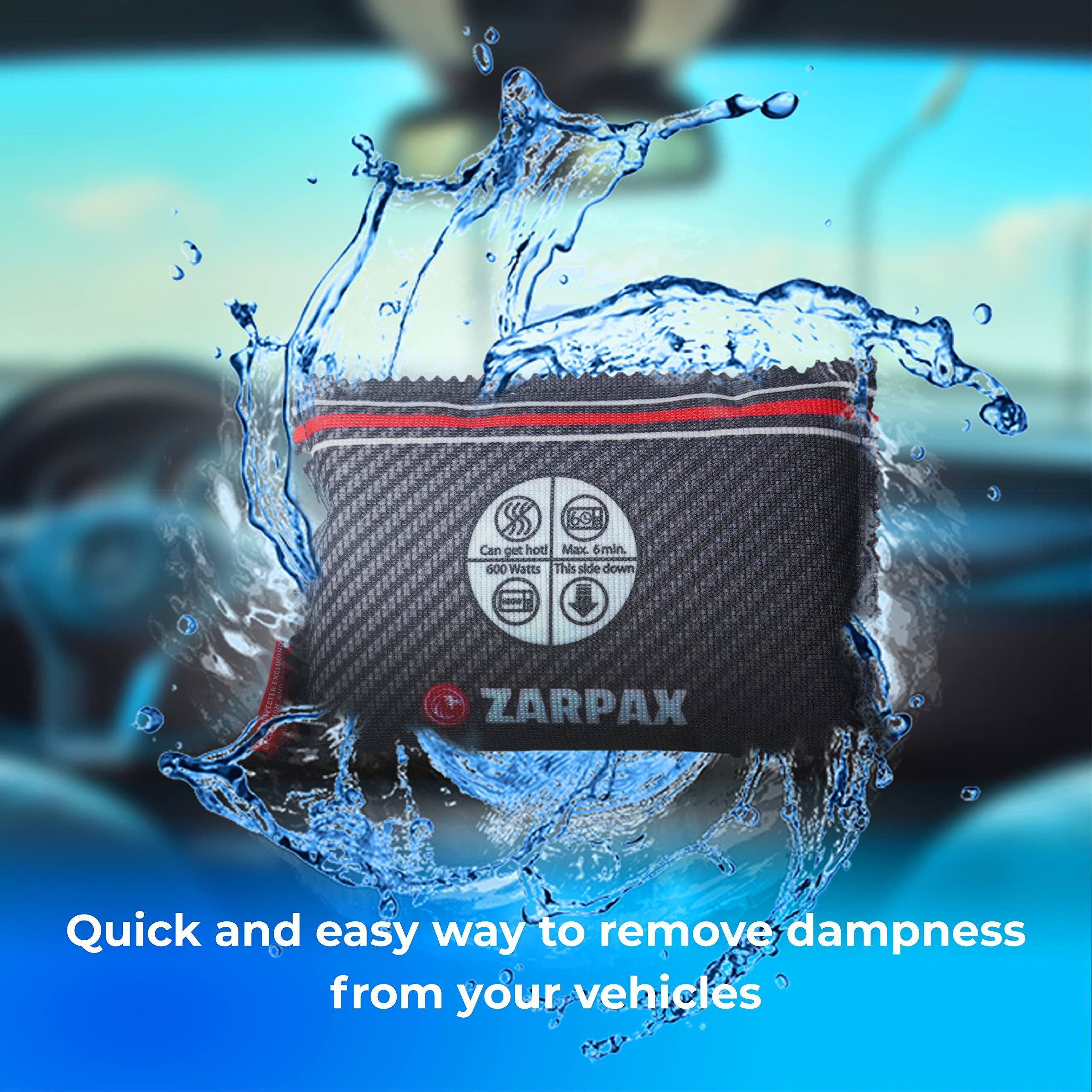 Zarpax Car Dehumidifier Bag 2 Pack | Absorbs Moisture, Damp, & Condensation On Windscreens & Car Interior | 100% Leakproof | Reusable Dehumidifier | Dashboard Dehumidifier & Car Condensation Remover