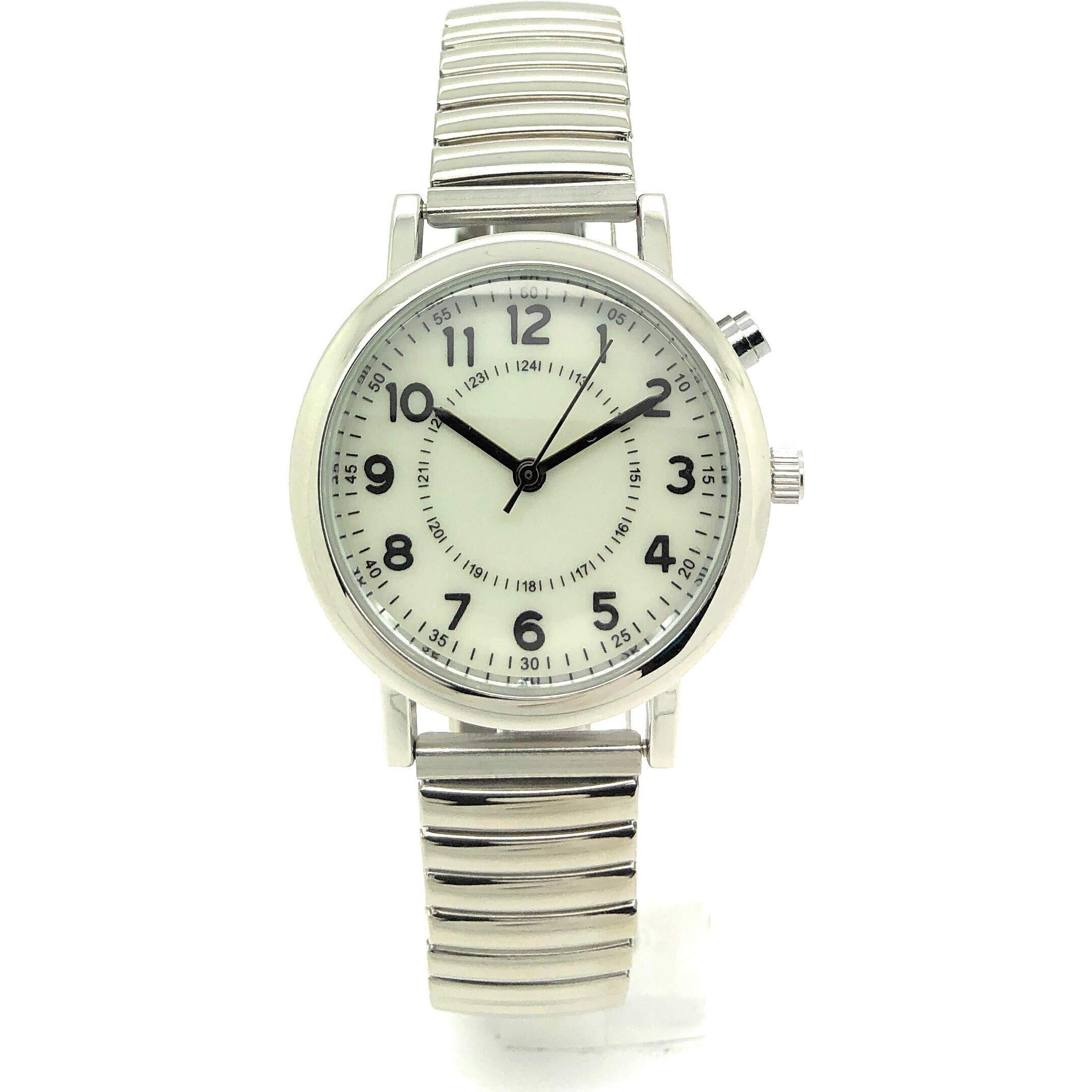 Mens Ladies 32Mm Light Up Night Light Stretch Elastic Band Fashion Watch (Silver)