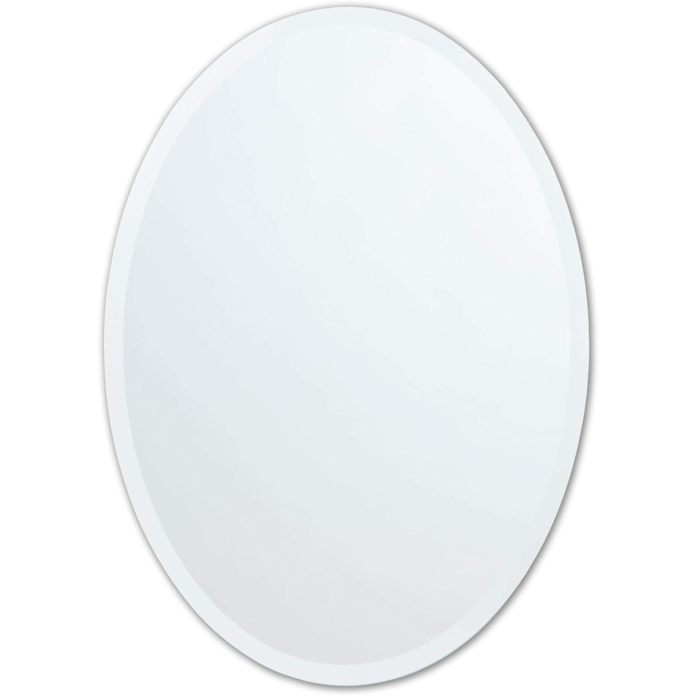 Better Bevel Frameless Oval Mirror, 20"" X 27"" Bathroom Wall Mirror W/Beveled Edge