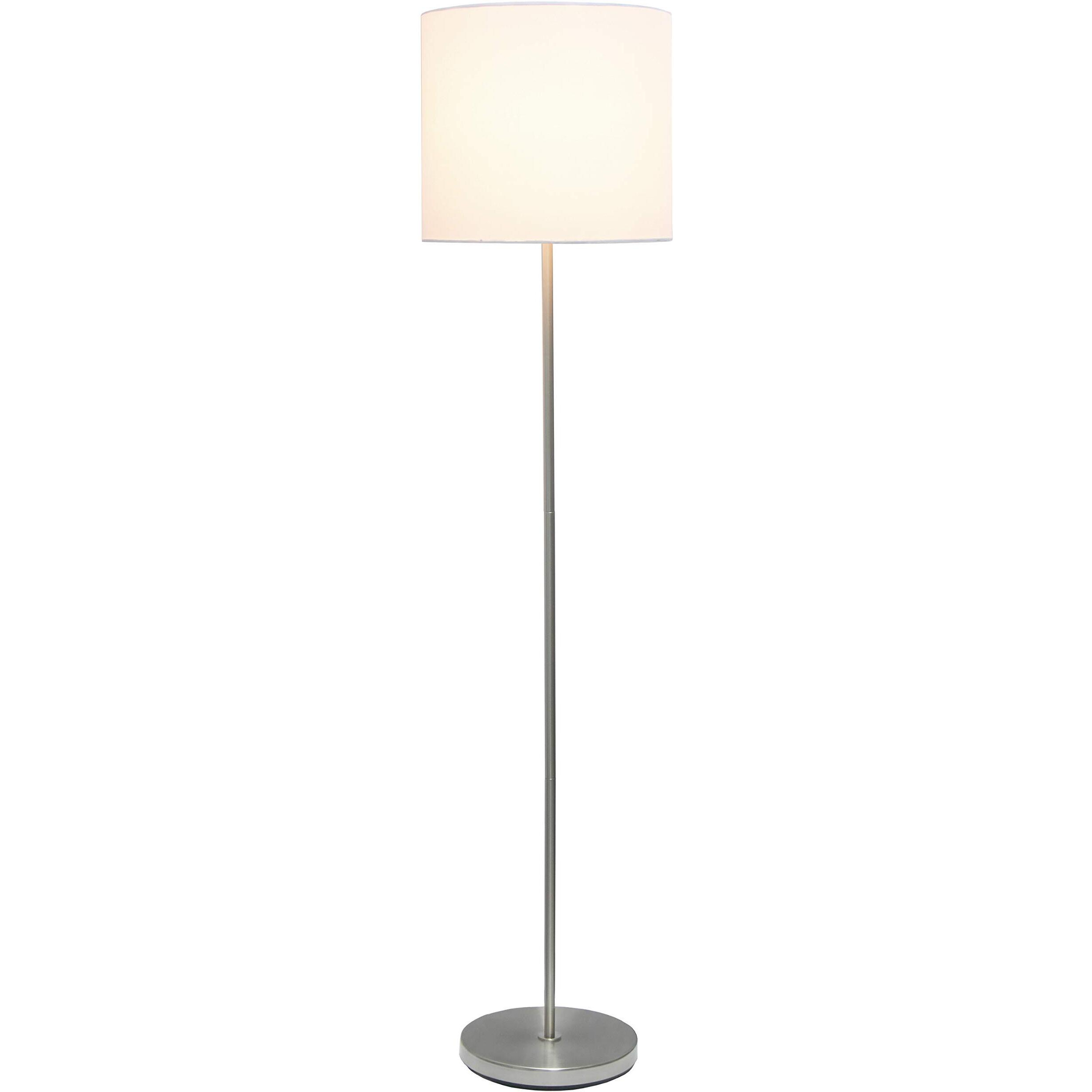 Simple Designs Lf2004-Wht Brushed Nickel Stick Drum Shade Floor Lamp, White