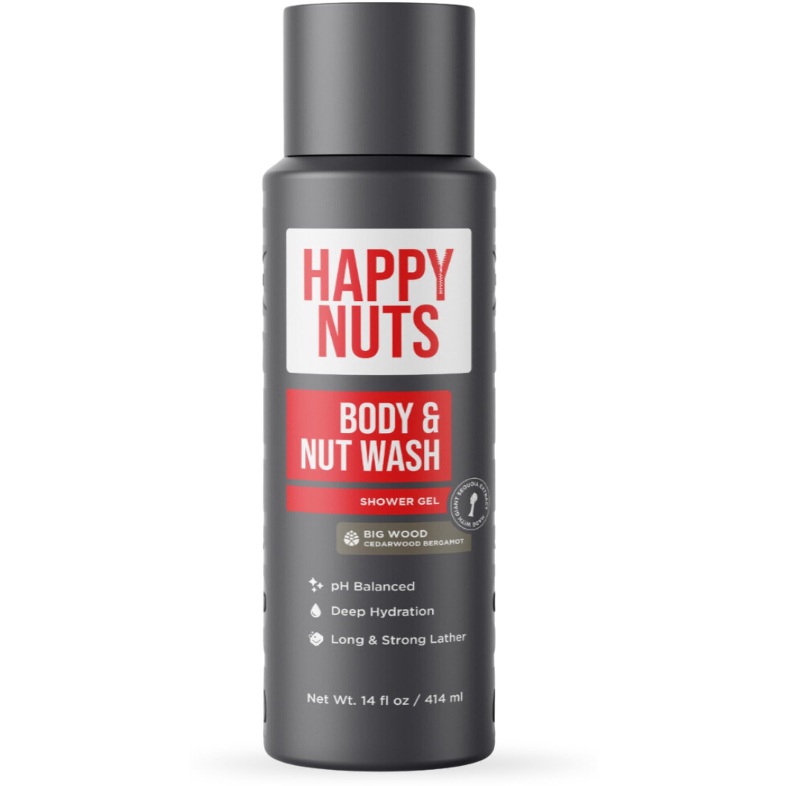 Happy Nuts Big Wood Body And Nut Wash - Moisturizing Men's Shower Gel, Bodywash With Deep Cleanse For Sensitive Skin - Men's Body Soap
