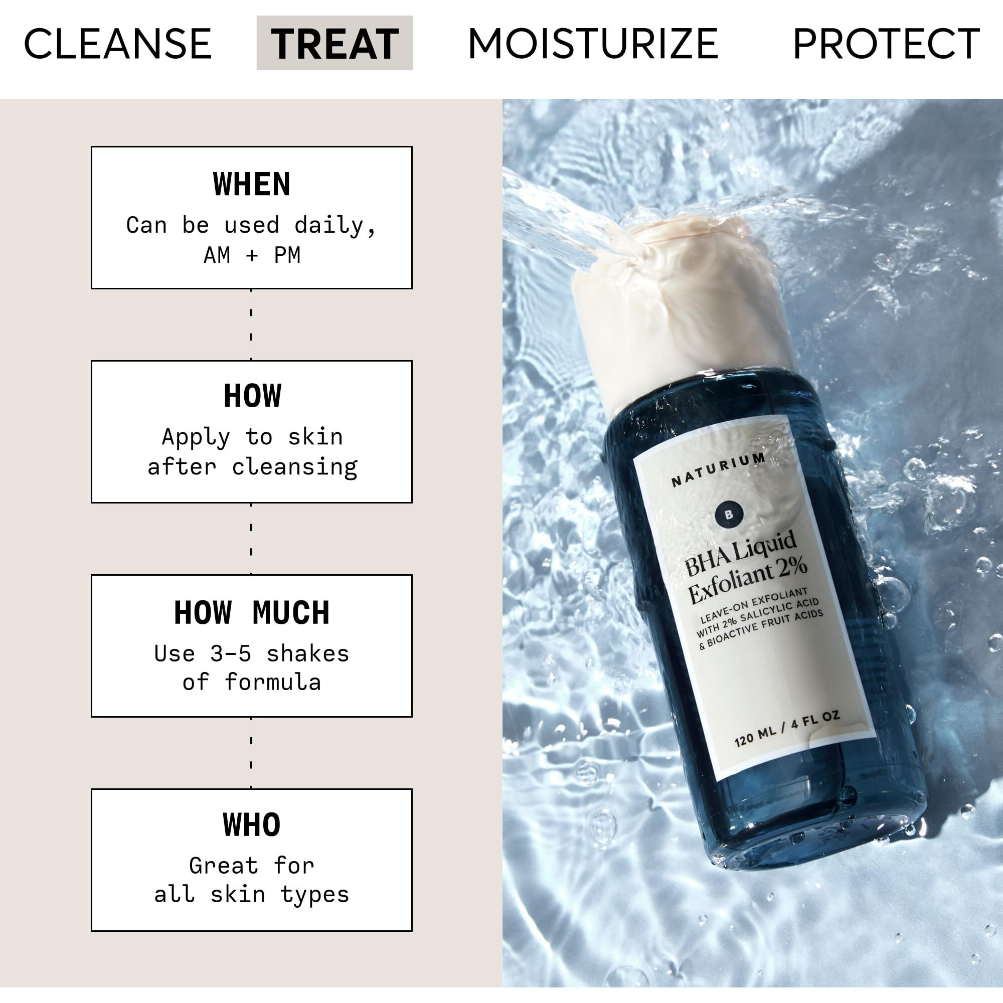 Naturium Bha Liquid Exfoliant 2%, Leave-On Face & Skin Care Exfoliating Pore Treatment, With Salicylic Acid & Bioactive Fruit Acids, 4 Oz