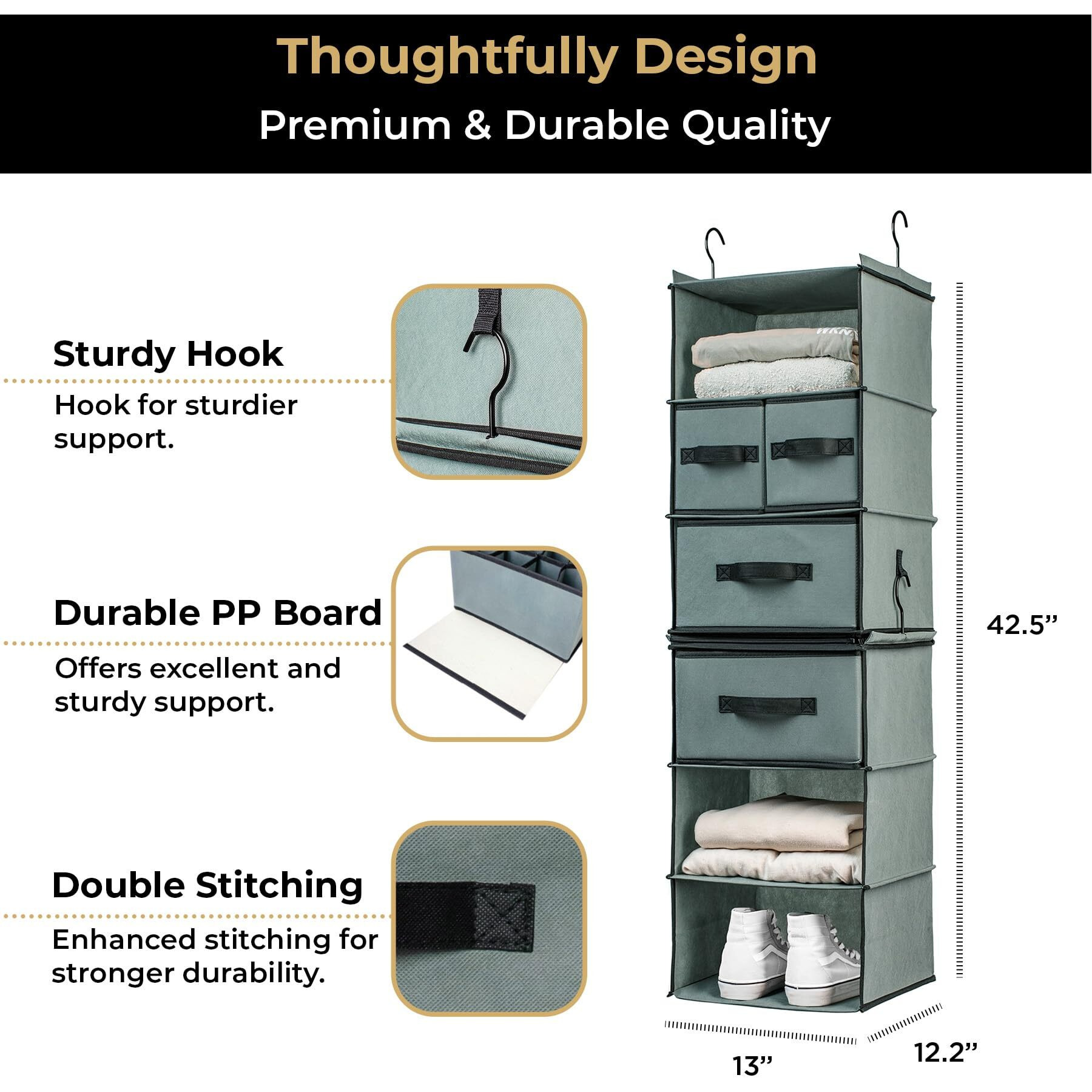 Smirly 6 Shelf Seperable Hanging Closet Organizer And Storage Shelves - Hanging Organizer For Closet, Hanging Shelves For Closet Organizers And Storage, Large Closet Organizer, Sweater Organizer.