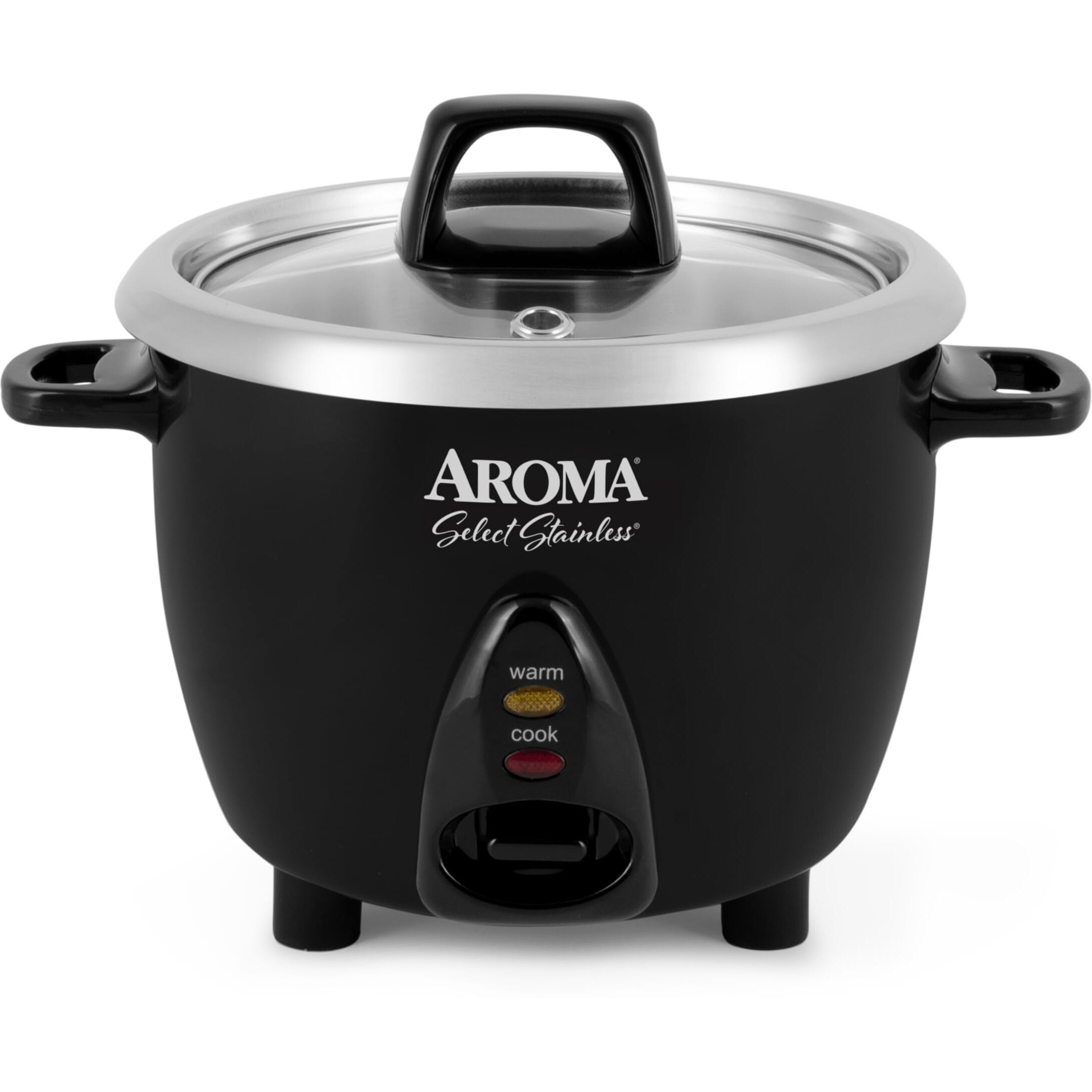Aroma Housewares Select Stainless Rice Cooker & Warmer With Uncoated Inner Pot, 3-Cup(Uncooked)/6-Cup(Cooked)/ 1.2Qt, Arc-753Sgb, Black