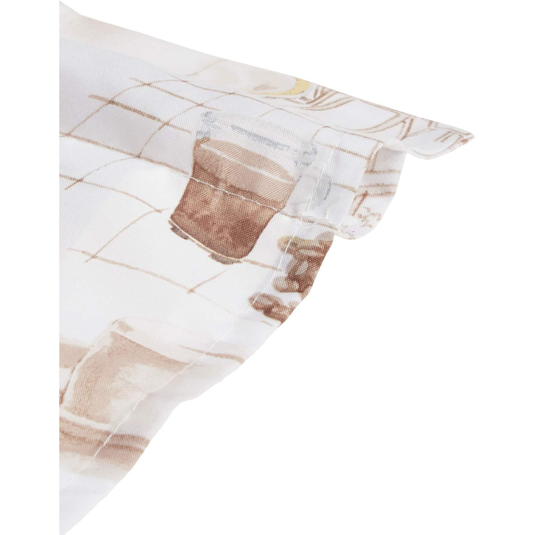 No. 918 Brew Coffee Shop Semi-Sheer Rod Pocket Kitchen Curtain Valance And Tiers Set, 54"" X 36"", White
