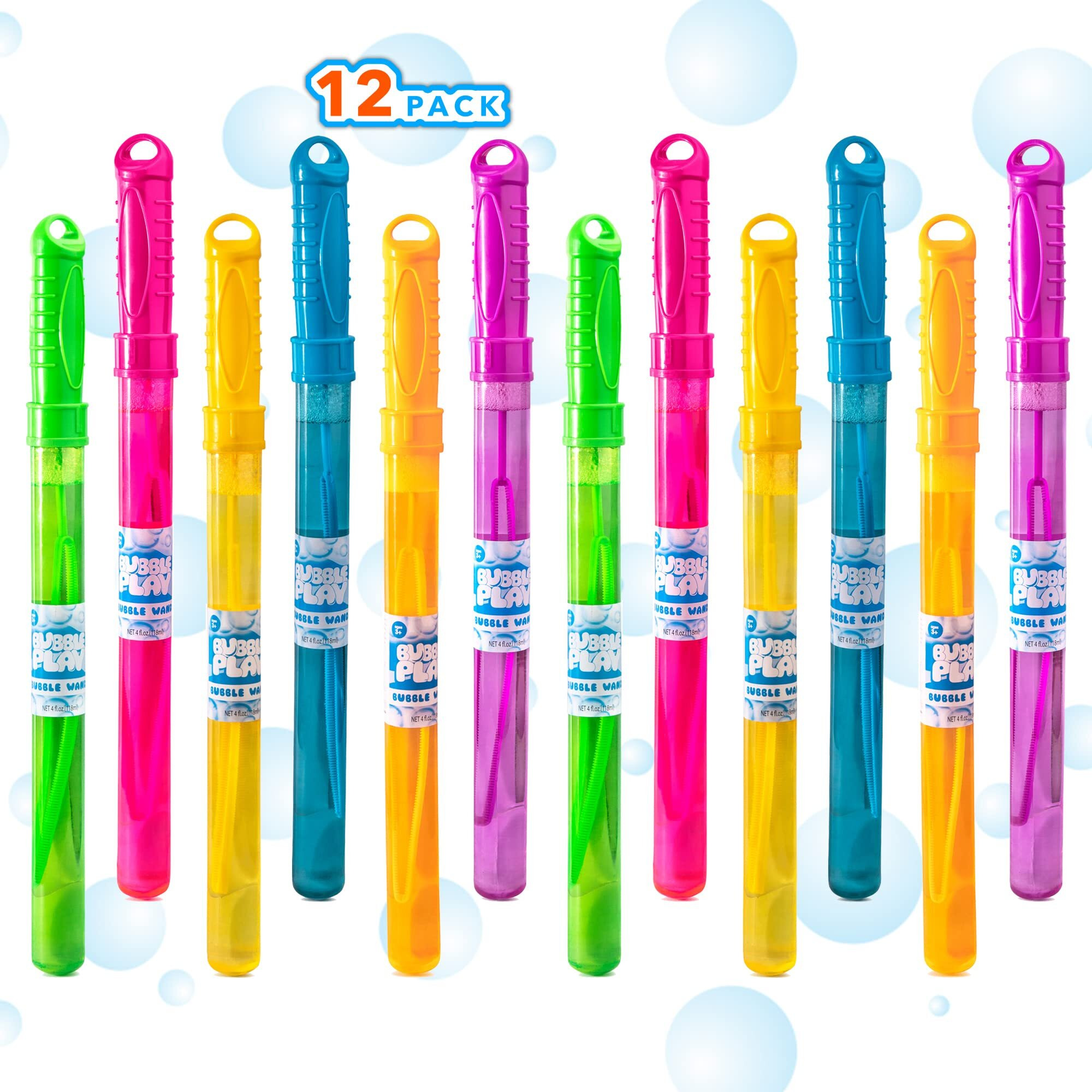 Bubble Play Giant Bubble Wands For Kids, 12 Pack - 14"", Super Value Party Favors And Summer Toys Fun