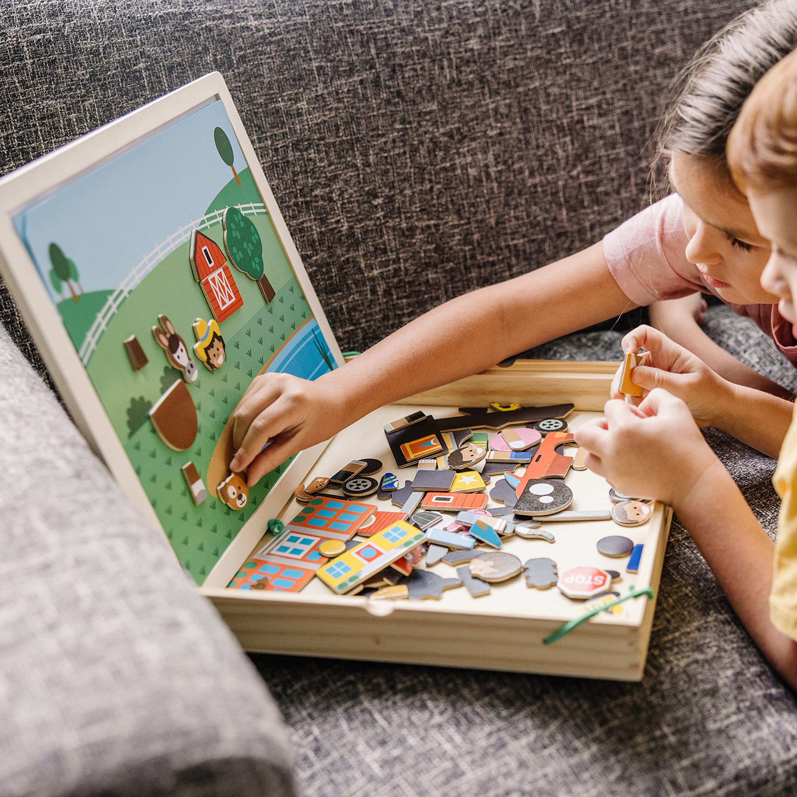 Melissa & Doug Wooden Magnetic Matching Picture Game With 119 Magnets And Scene Cards