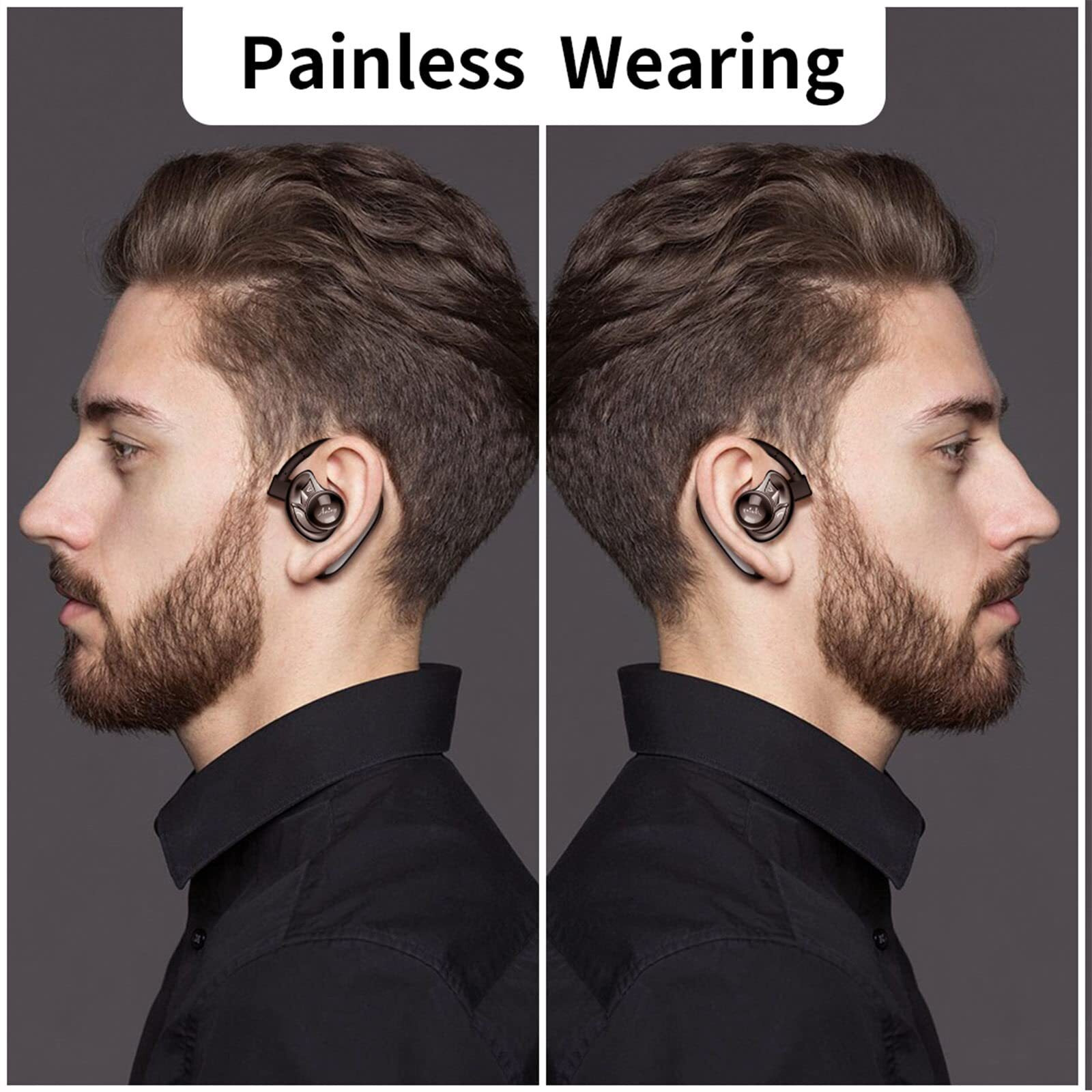 Aminy Bluetooth Headset,Wireless Bluetooth Earpiece Compatible With Iphone/Android Cell Phones,Auriculares Bluetooth Earpiece 28 Hrs Talking Time V5.3 Wireless Headset,Button Depress Version