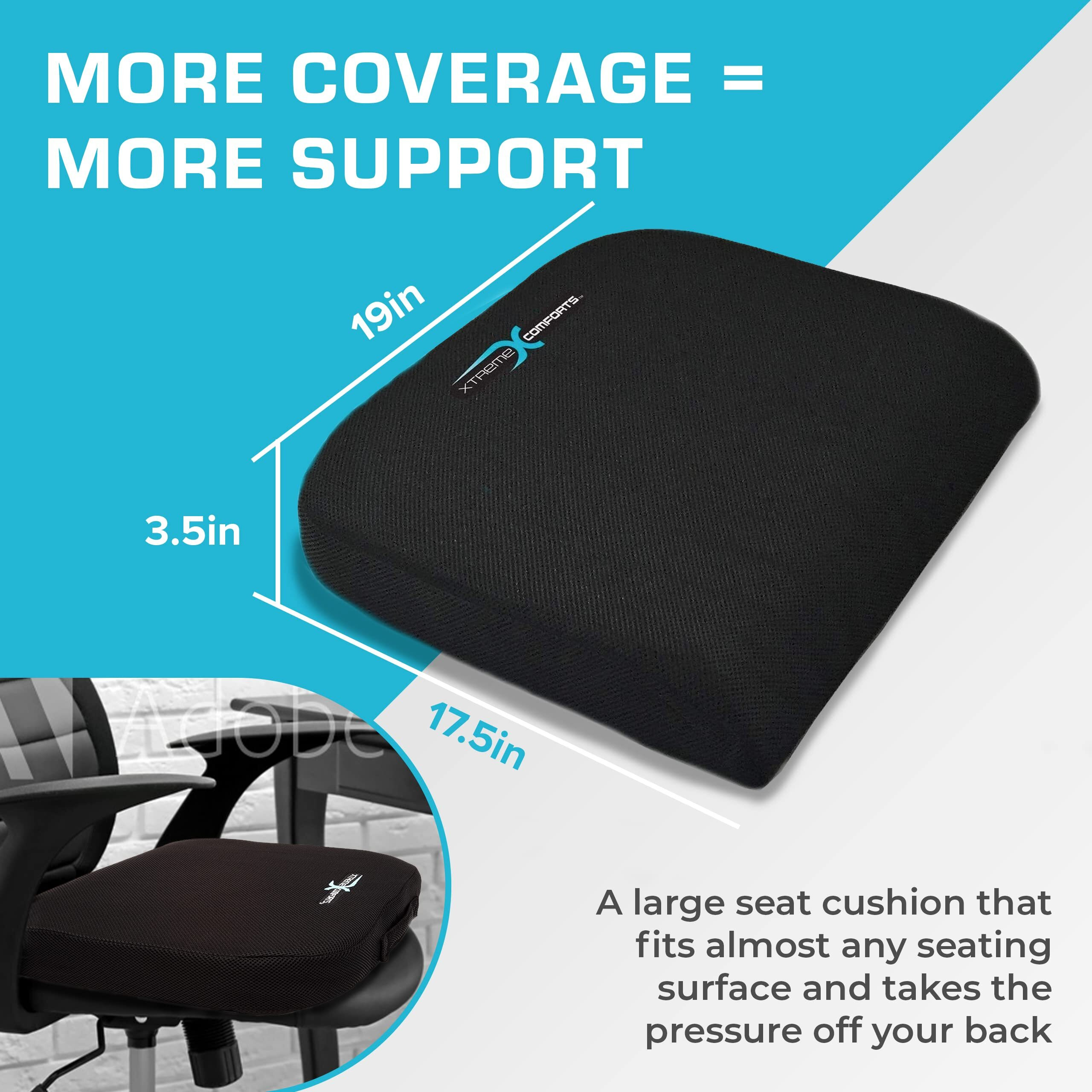 Xtreme Comforts Seat Cushion, Office Chair Cushions - Pack Of 1 Padded Foam Cushion W/Handle For Desk, Wheelchair & Car Use - Back Support Pillow For Chair