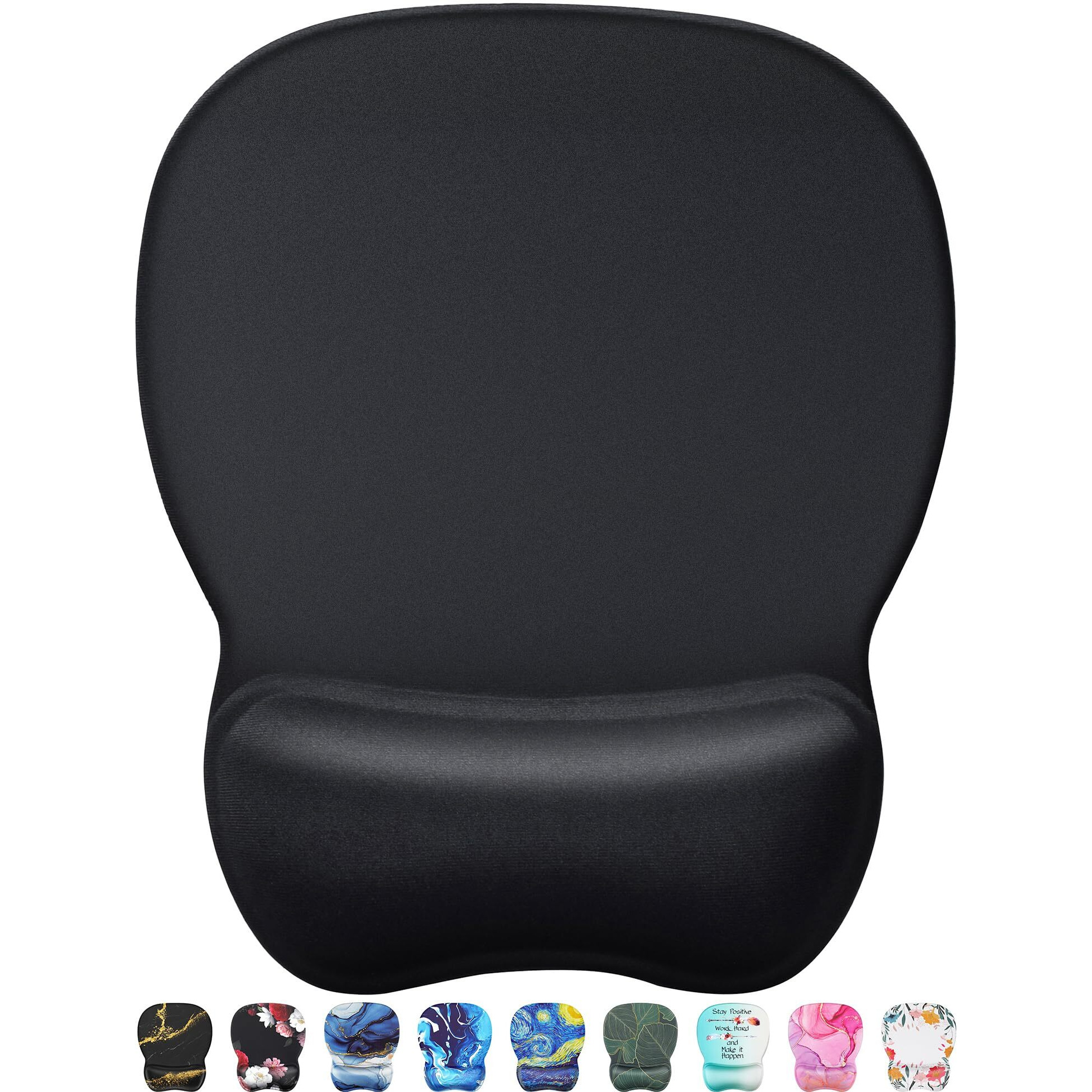 Mroco Ergonomic Mouse Pad With Gel Wrist Rest, Comfortable Mousepad With Smooth Wrist Support Surface And Non-Slip Pu Base For Pain Relief, Computer, Laptop, Office & Home, 9.4 X 8.1 In, Black Color