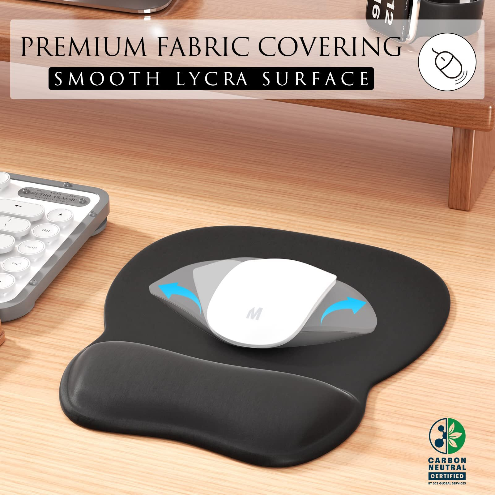 Mroco Ergonomic Mouse Pad With Gel Wrist Rest, Comfortable Mousepad With Smooth Wrist Support Surface And Non-Slip Pu Base For Pain Relief, Computer, Laptop, Office & Home, 9.4 X 8.1 In, Black Color