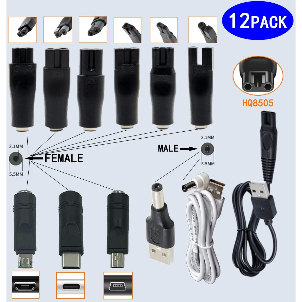 Rgzhihuifz Usb Adapter Is Suitable For A Variety Of Electric Hairdressers, Shavers, Beauty Instruments, Purifiers, Table Lamps And Others 5521 Adapter,Charging Adapter For Various Small Appliances